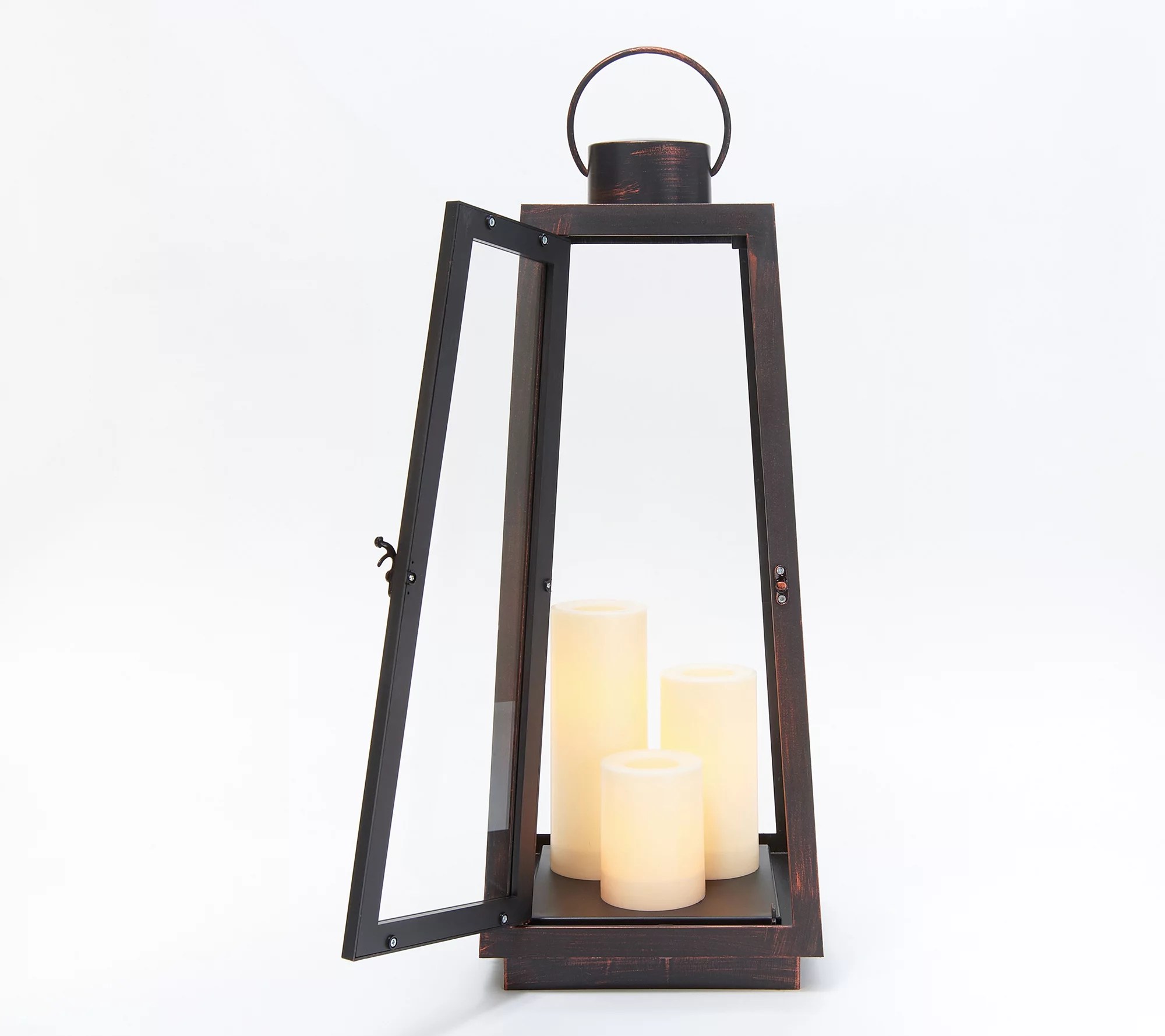 Candle Impressions 23" Indoor/Outdoor Tapered Lantern with 3 Candles