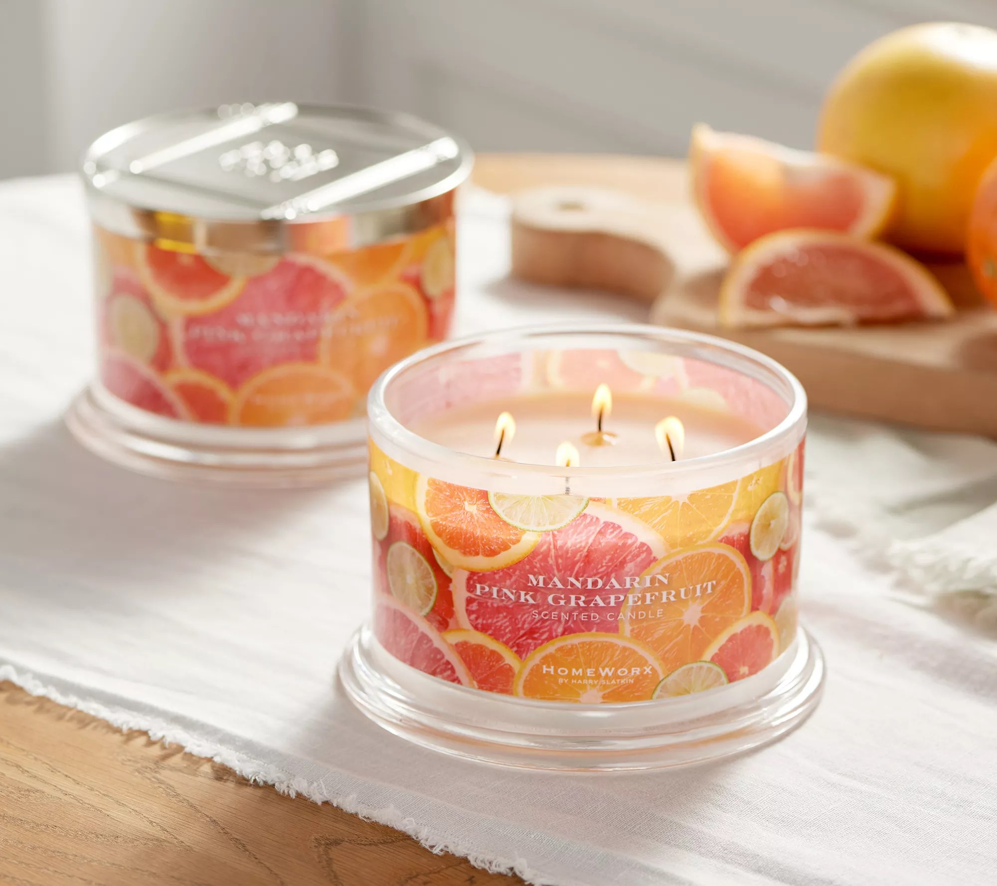HomeWorx by Slatkin & Co. S/2 Mandarin Pink Grapefruit 18oz Candles