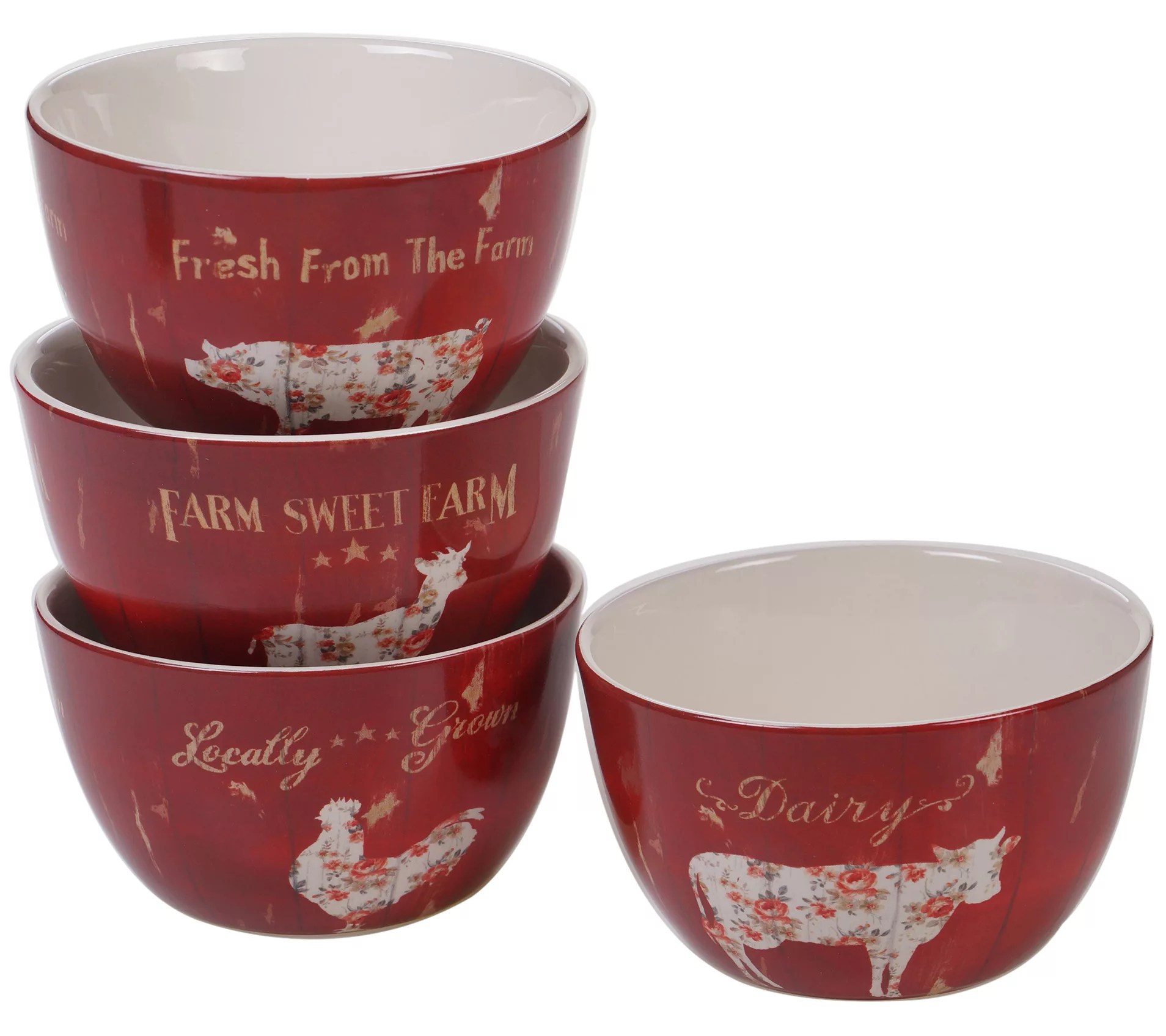 Certified International Farmhouse Set 4 Ice Cream Bowls 5.5"