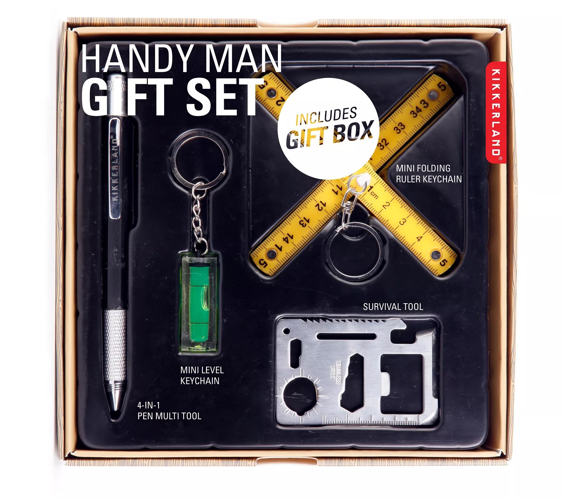 Kikkerland 4 Pc Handy Man Tool Gift Set W/GiftBox