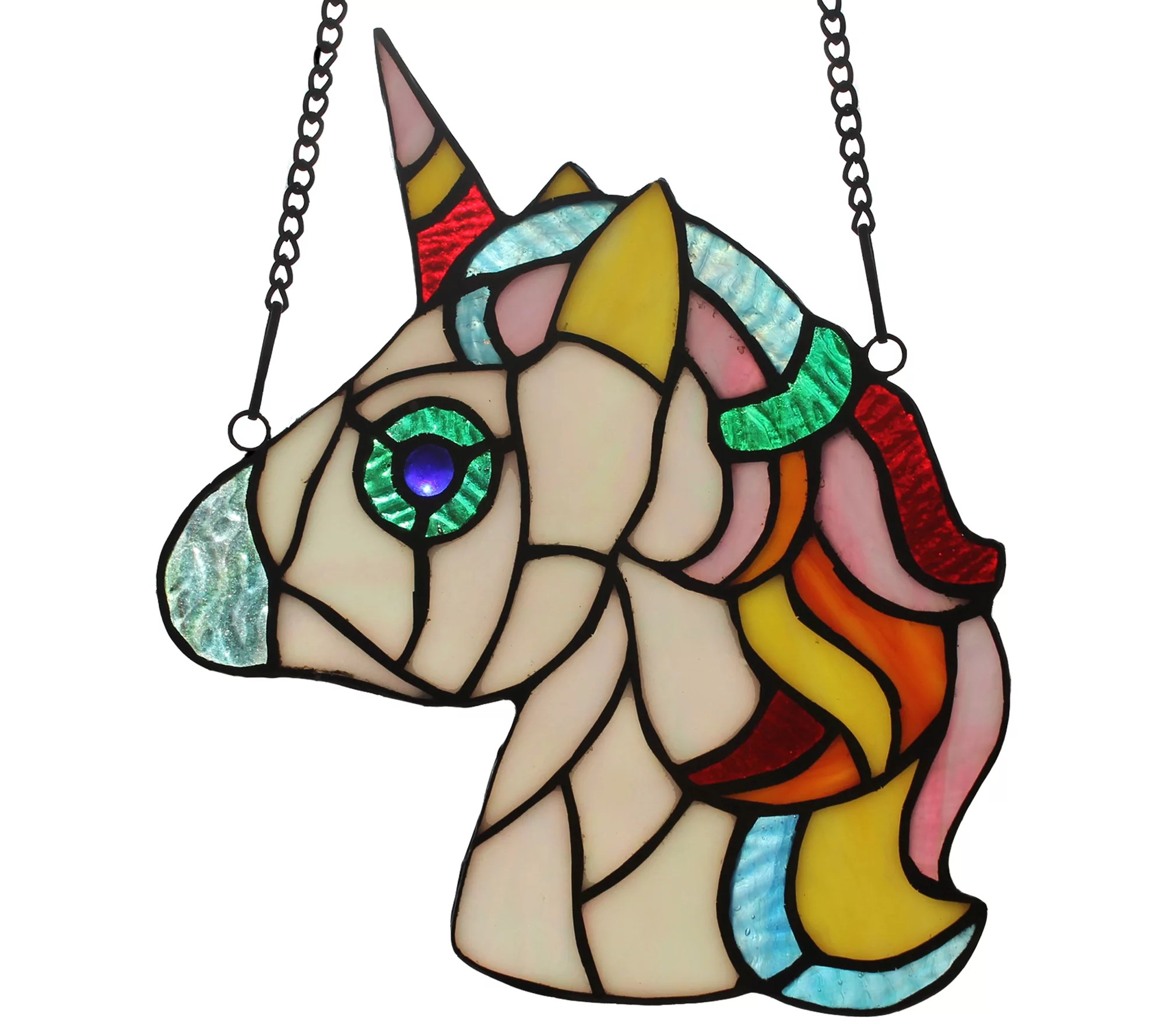 River of Goods 8"H Unicorn Stained Glass Window Panel