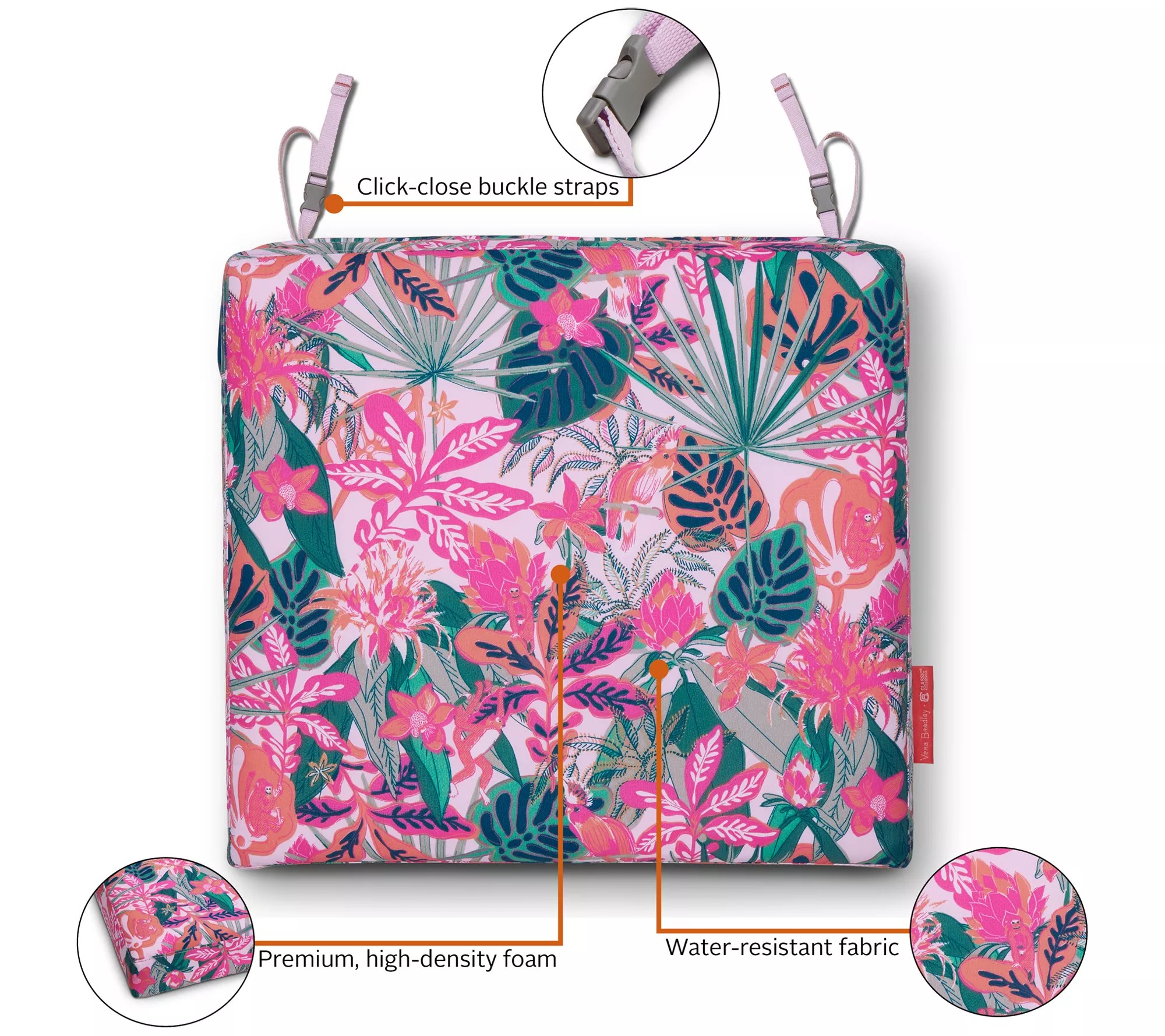 Vera Bradley Patio Seat Cushion, 17"x 17"x 3"