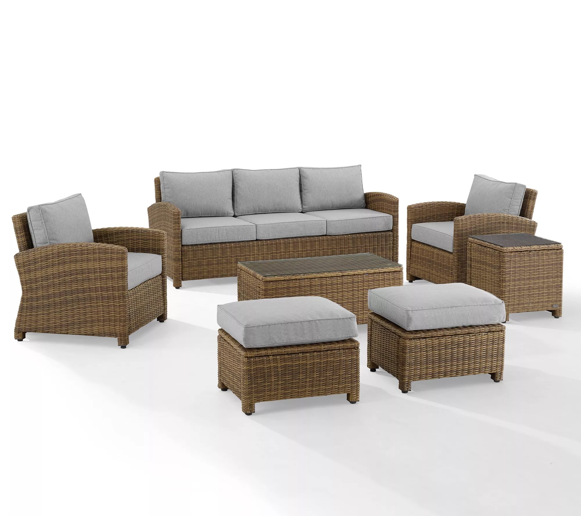 Crosley Bradenton 7Pc Outdoor Brown Wicker Sofa Set
