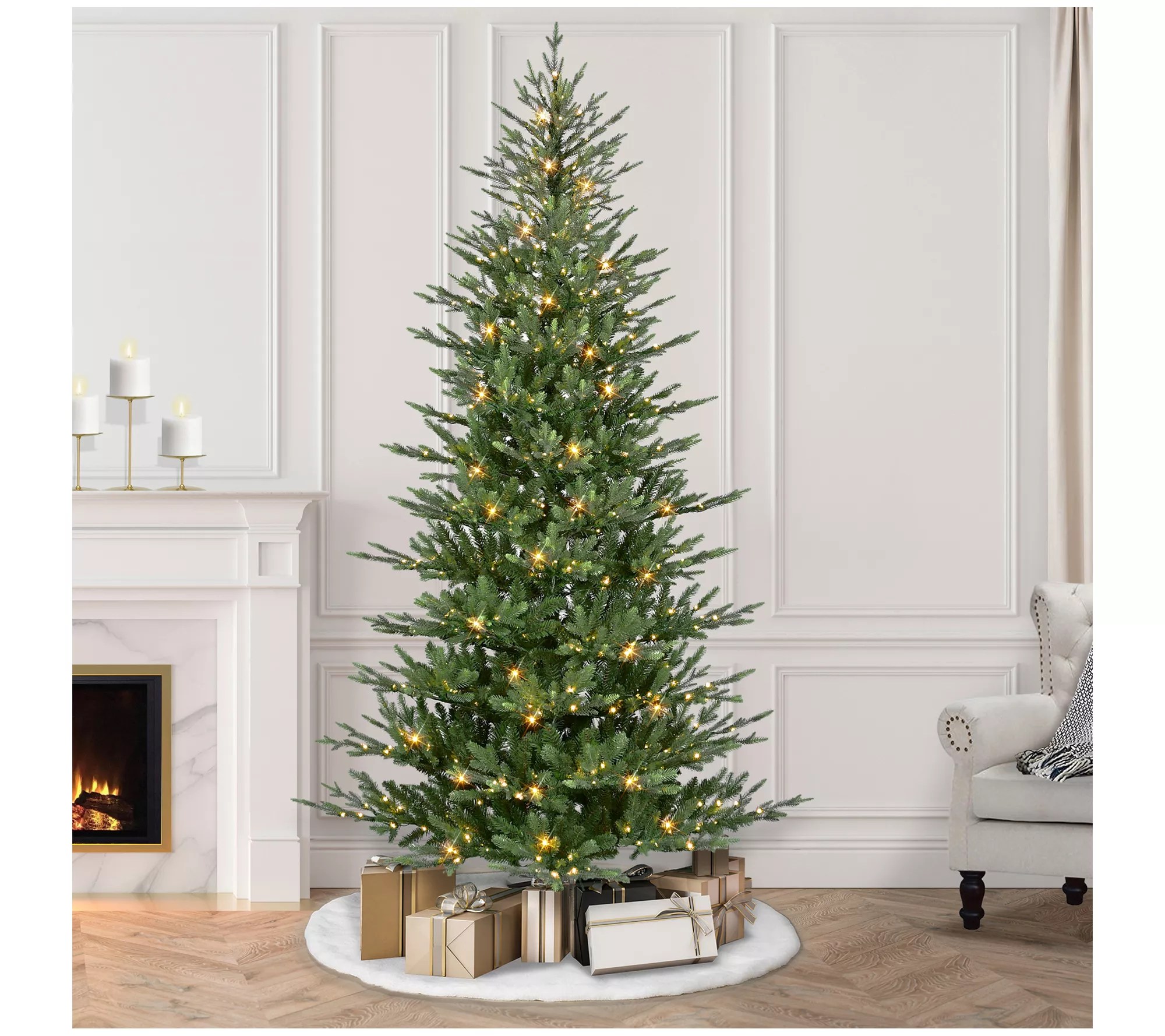 Puleo 7.5' PreLit Alberta Slim Artificial Spruce Tree