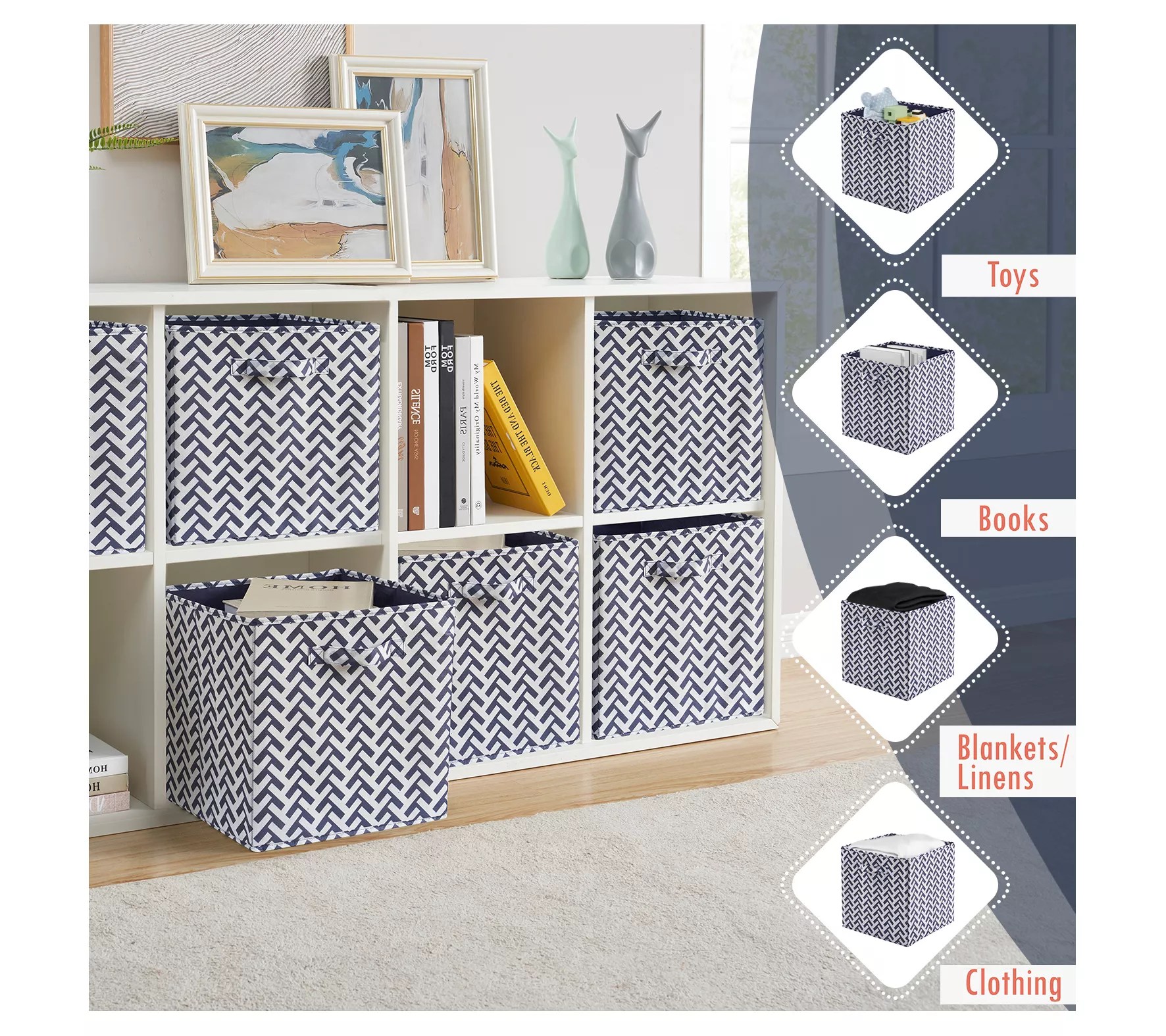 Ornavo Home 6pk 13" Printed Collapsible StorageCube Bins