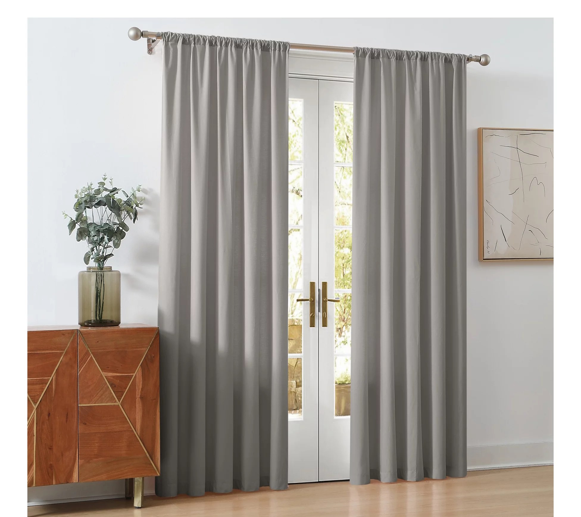 Cannon Solid Cotton Percale 50x84 Window Curtain Pair