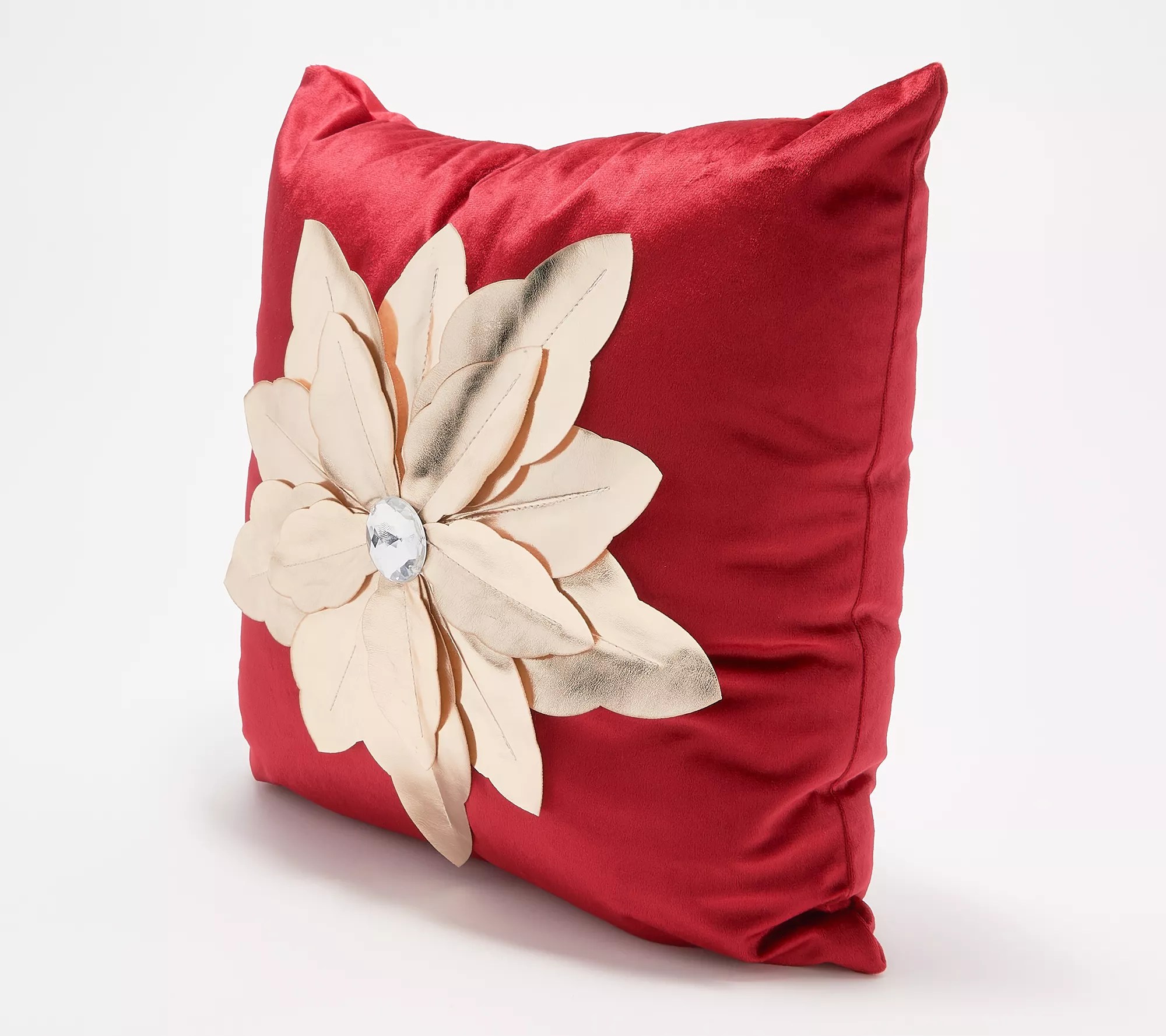 Inspire Me! Home Decor 16"x16" Gold Poinsettia Pillow 2Pack
