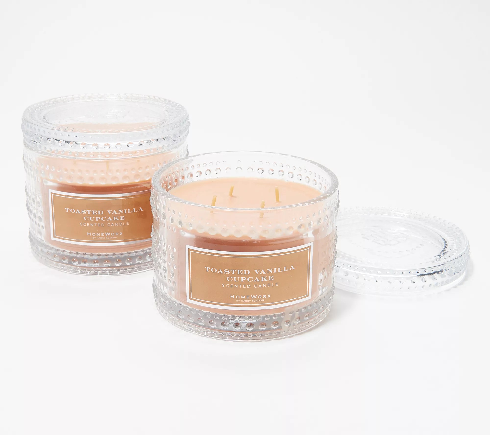 HomeWorx by Harry Slatkin S/2 Toasted Vanilla Cupcake 18oz Candles