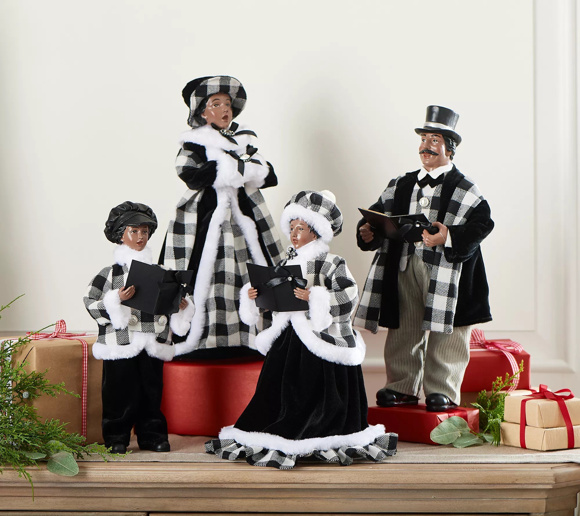 Set of 4 Black Dickens Family Holiday Carolers by Valerie