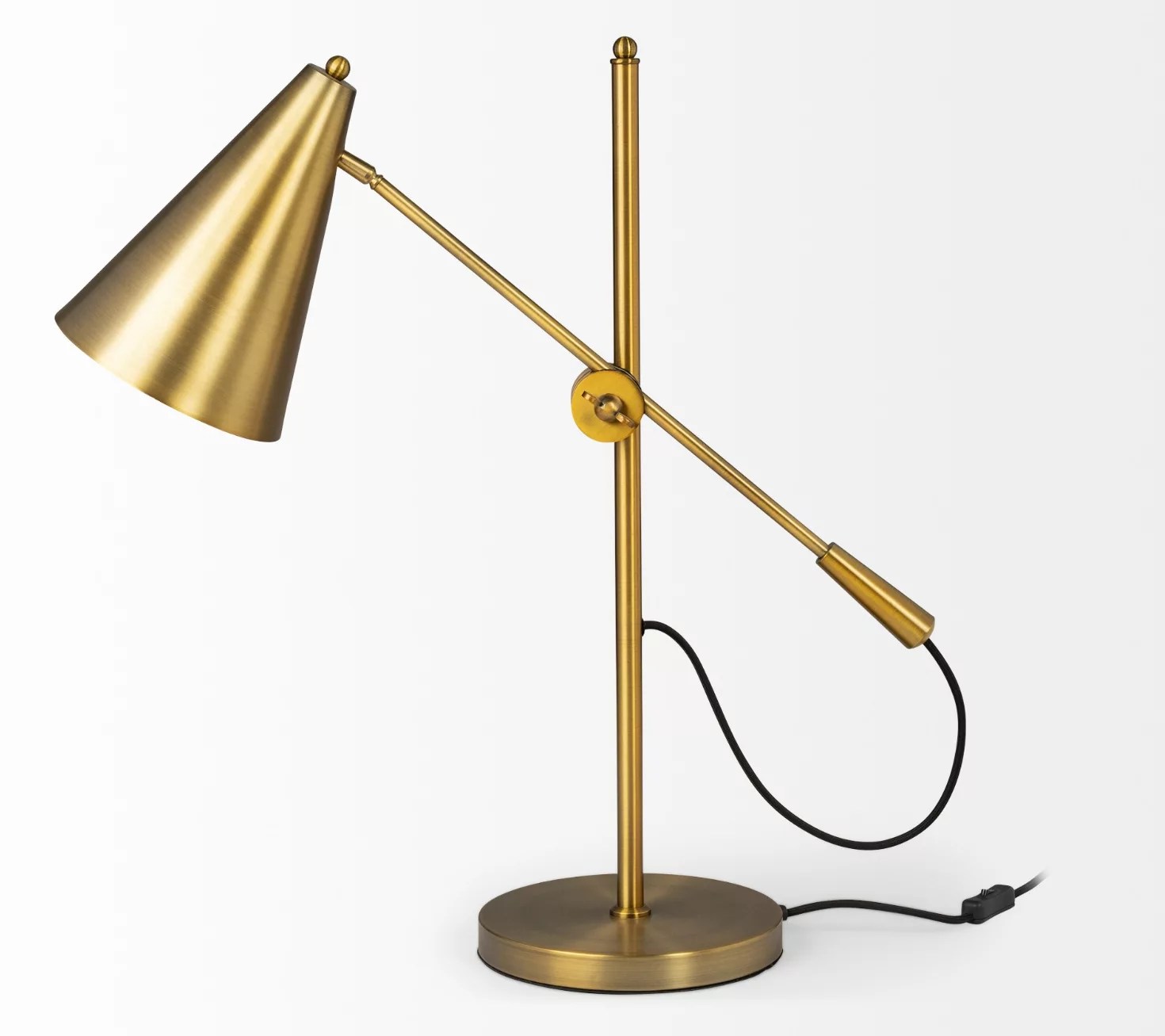 Sleek Golden Cone Adjustable Table or Desk Lamp