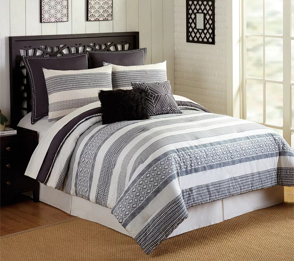 Presidio Square 7Piece Queen Deco Stripe Comforter Set