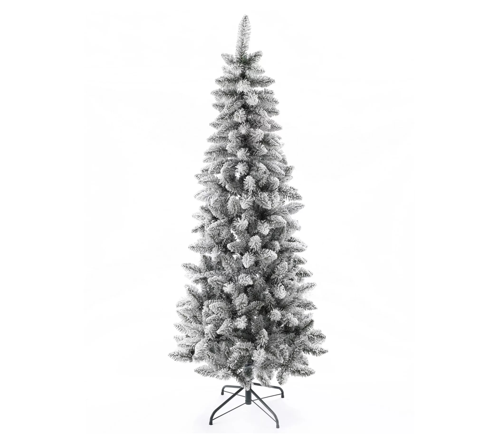 LuxenHome 6' Artificial Flocked Slim Fir Christmas Tree