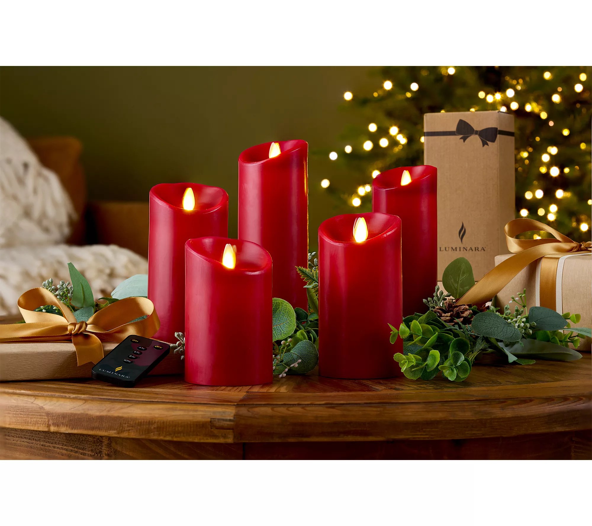 Luminara 5pc Assorted Flameless Pillars w/ Gift Box and Remote
