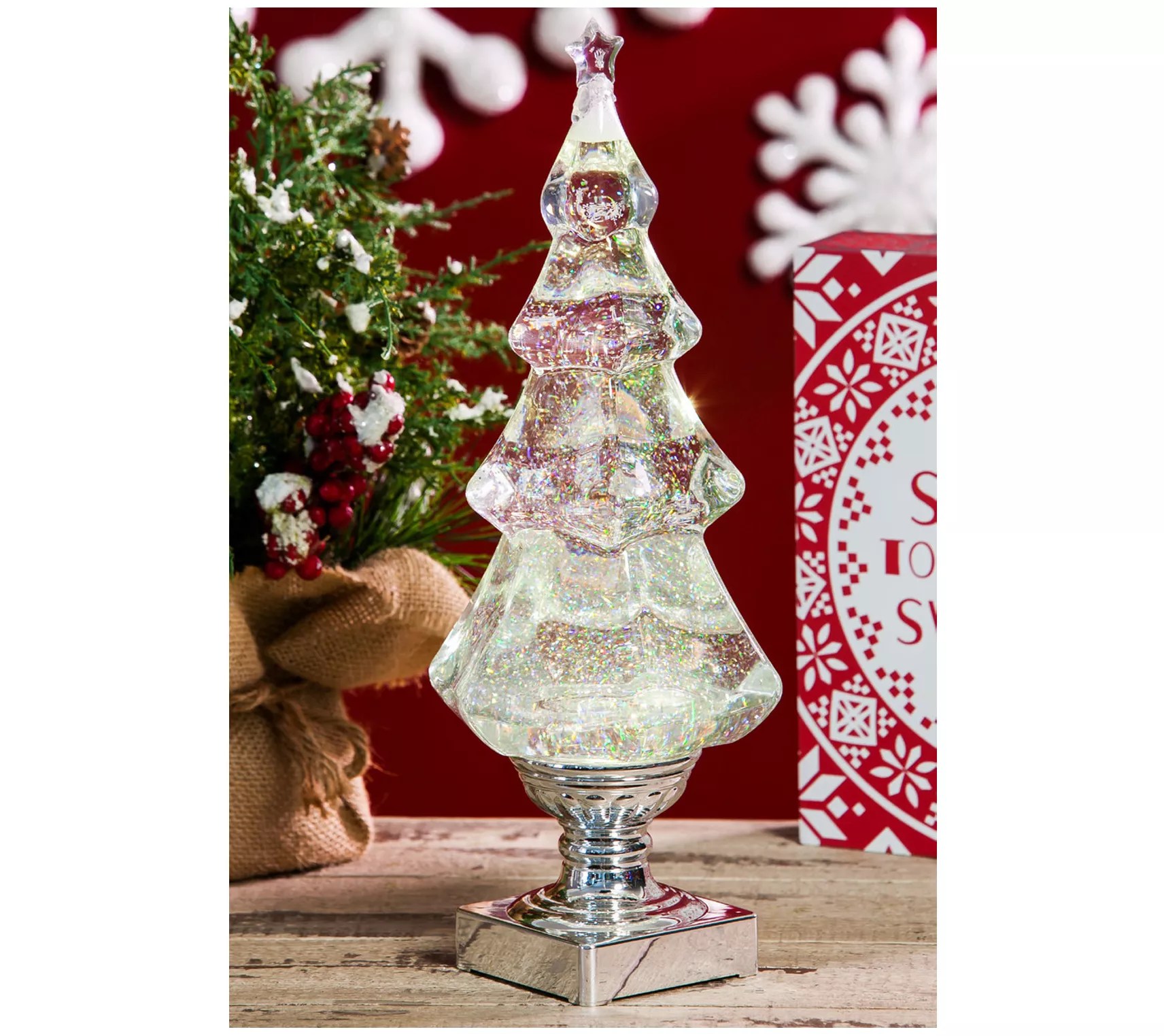 Evergreen LED Liquid Motion Glitter Christmas Tree Decor