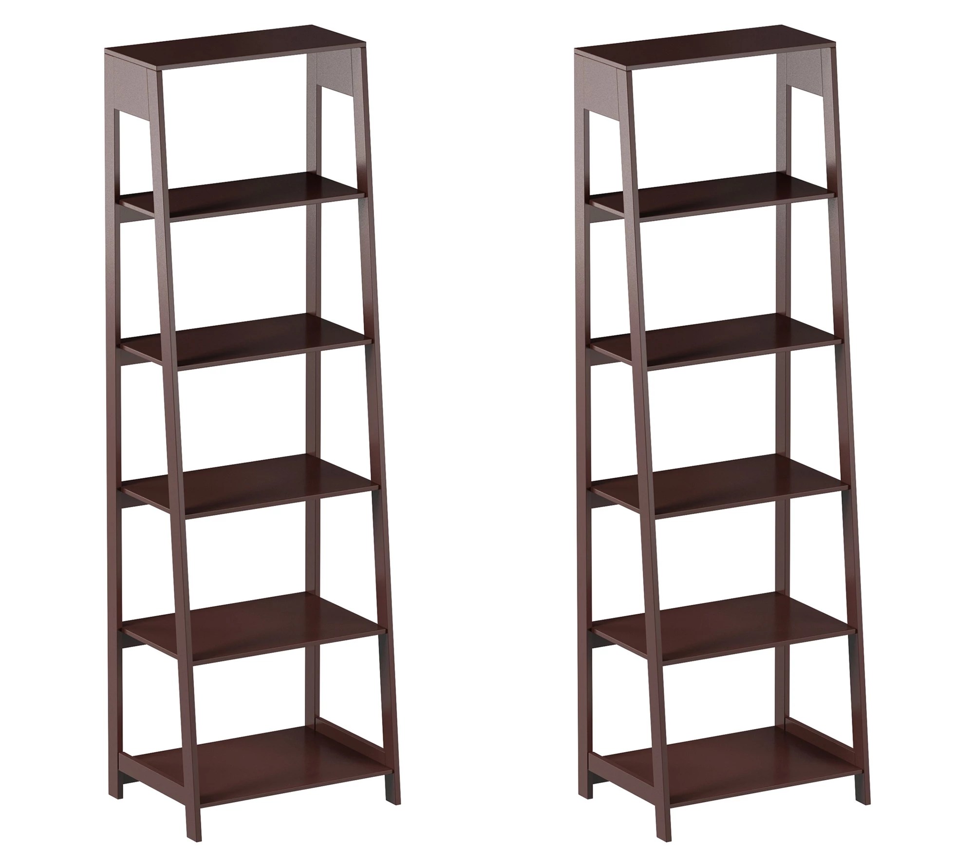 Lavish Home Set of 2 Leaning 5Tier Ladder Bookcases