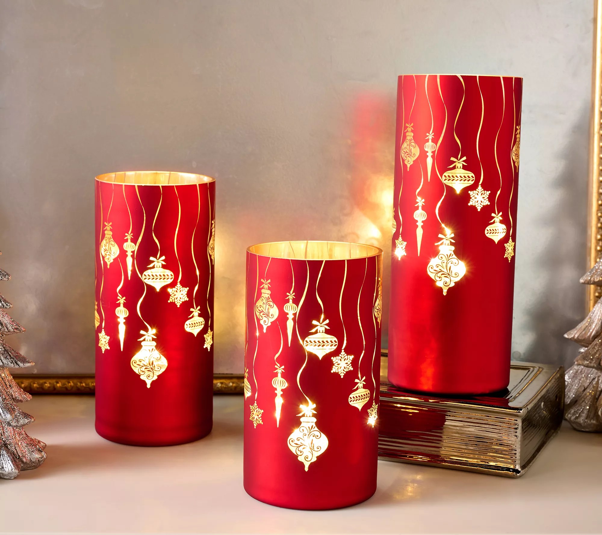 Set of 3 Starry Night Ribbon Ornament Hurricanes by Valerie