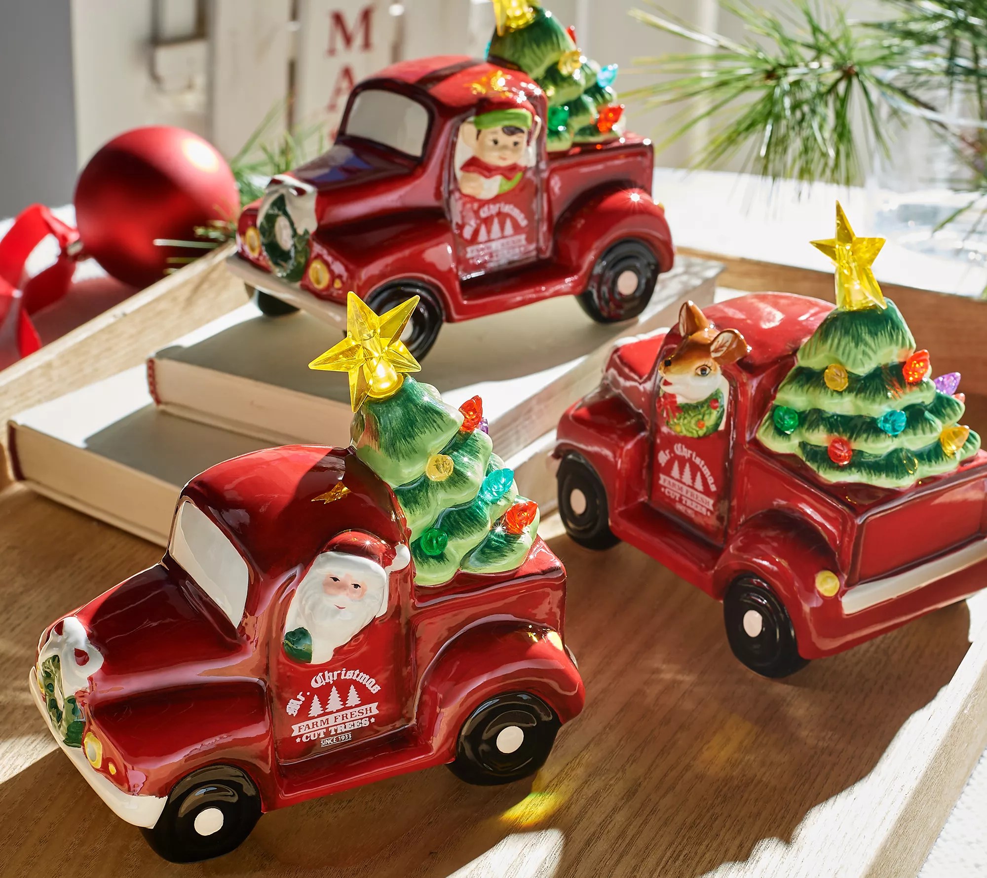 Mr. Christmas Set of 3 Mini Nostalgic Pick Up Trucks