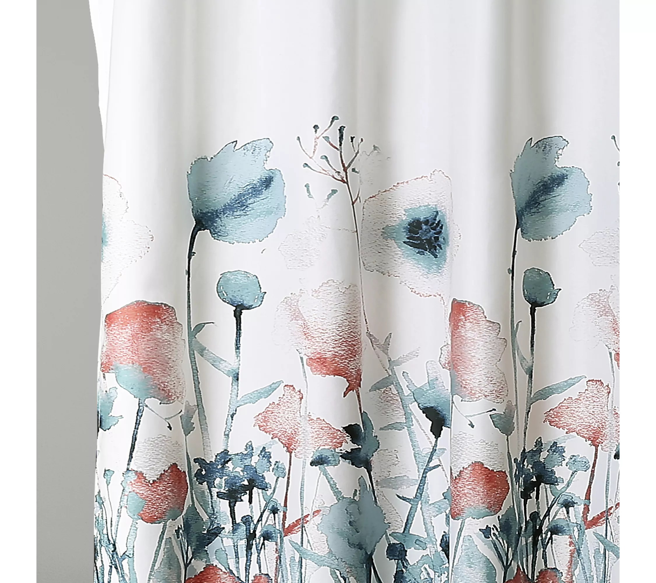 Zuri Flora Blue/Coral Shower Curtain by Lush Decor