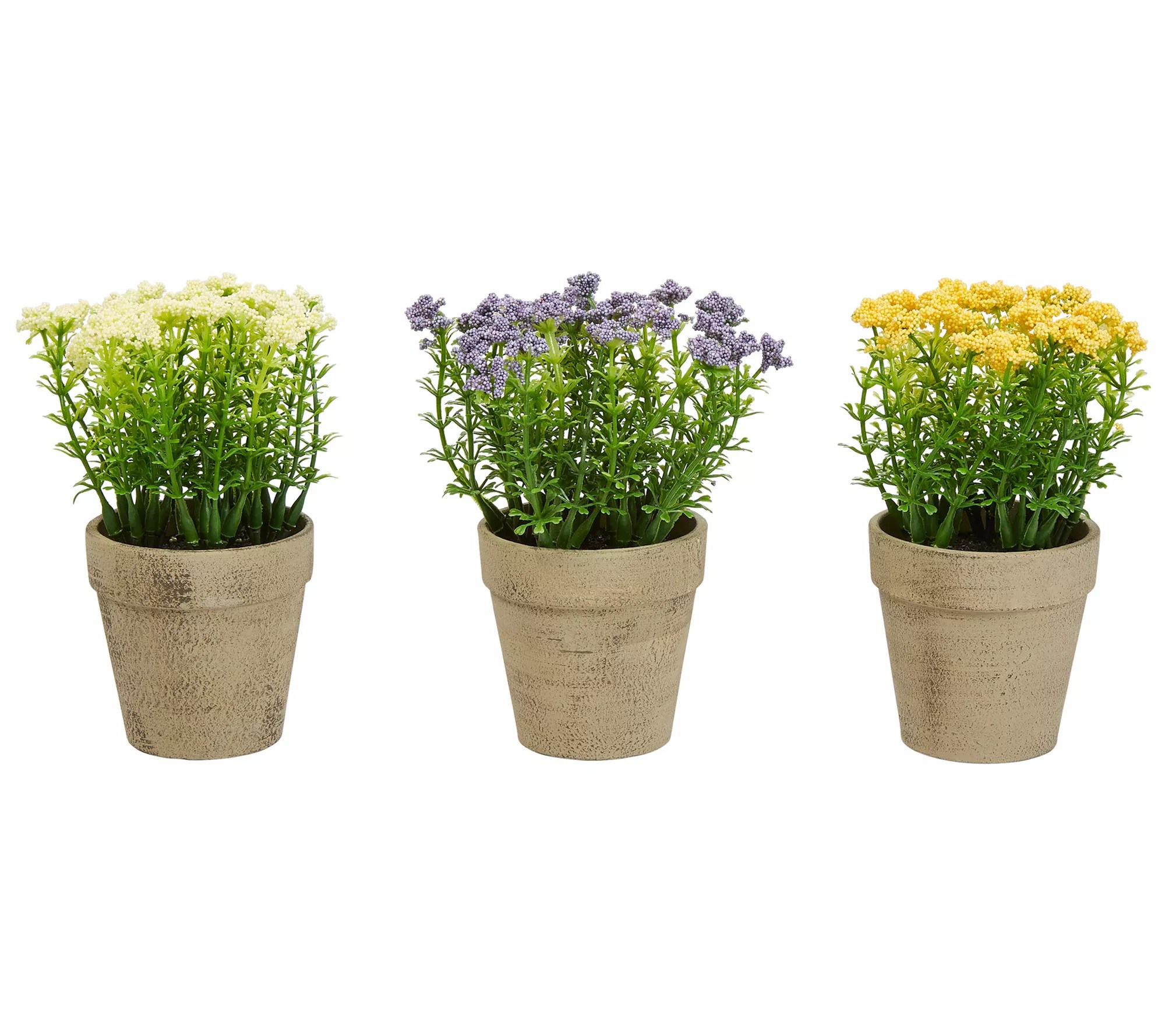 Pure Garden 3Piece Faux Flowers with TerracottaColor Pot