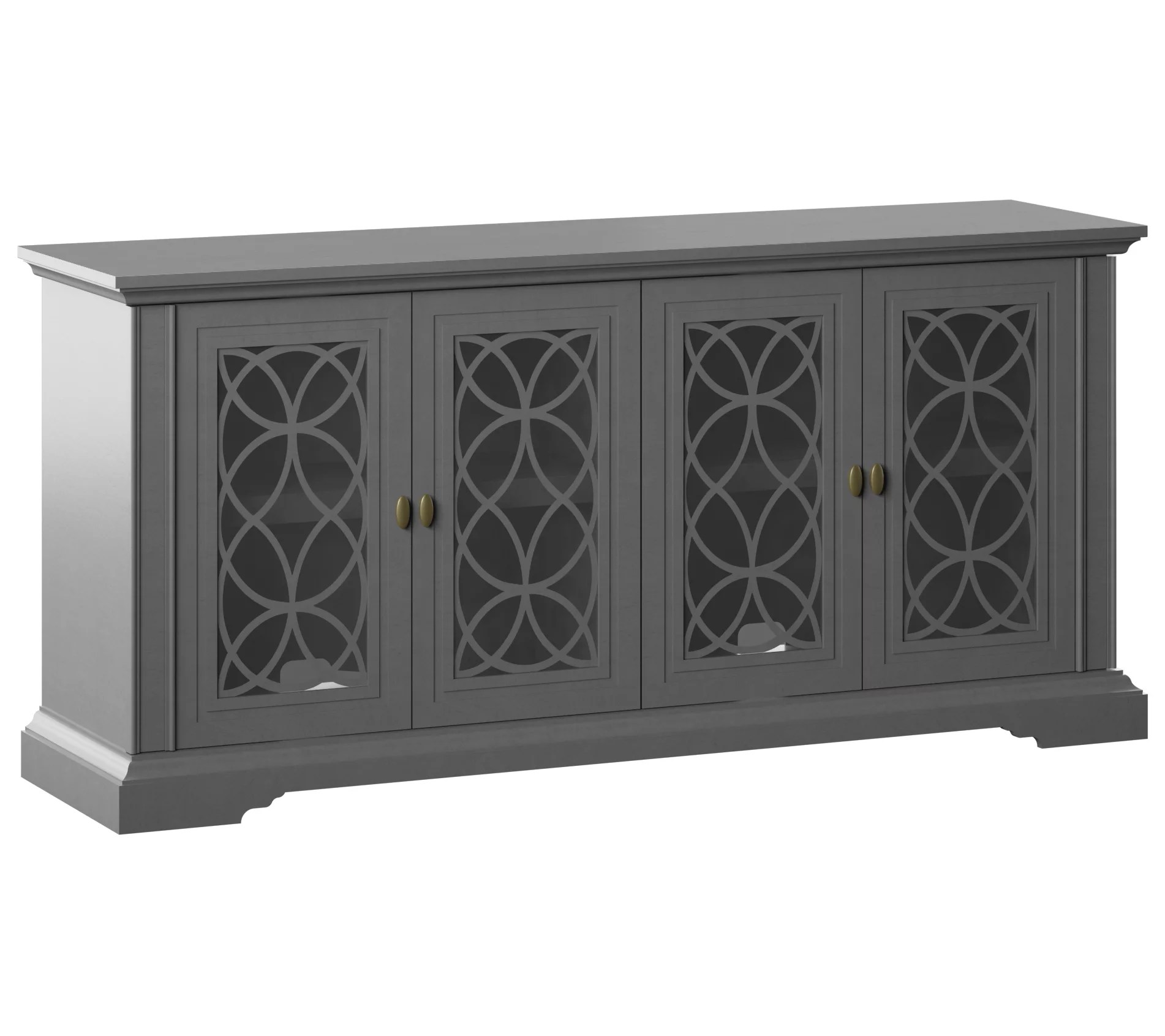 Twin Star Home Sideboard with Tempered Glass Pa nels