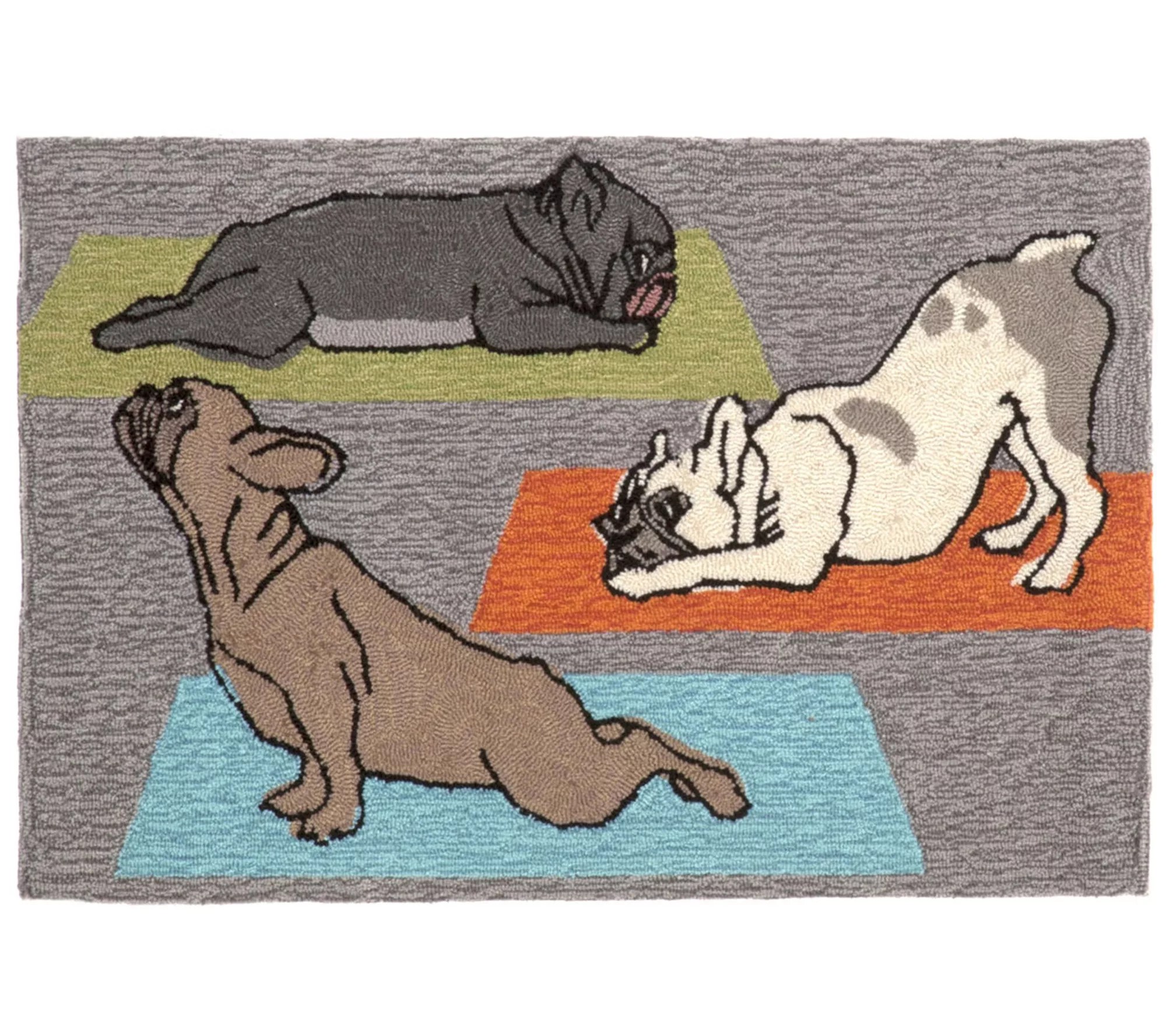 Liora Manne Frontporch Yoga Dogs In/Out Rug Heather 20"x30"