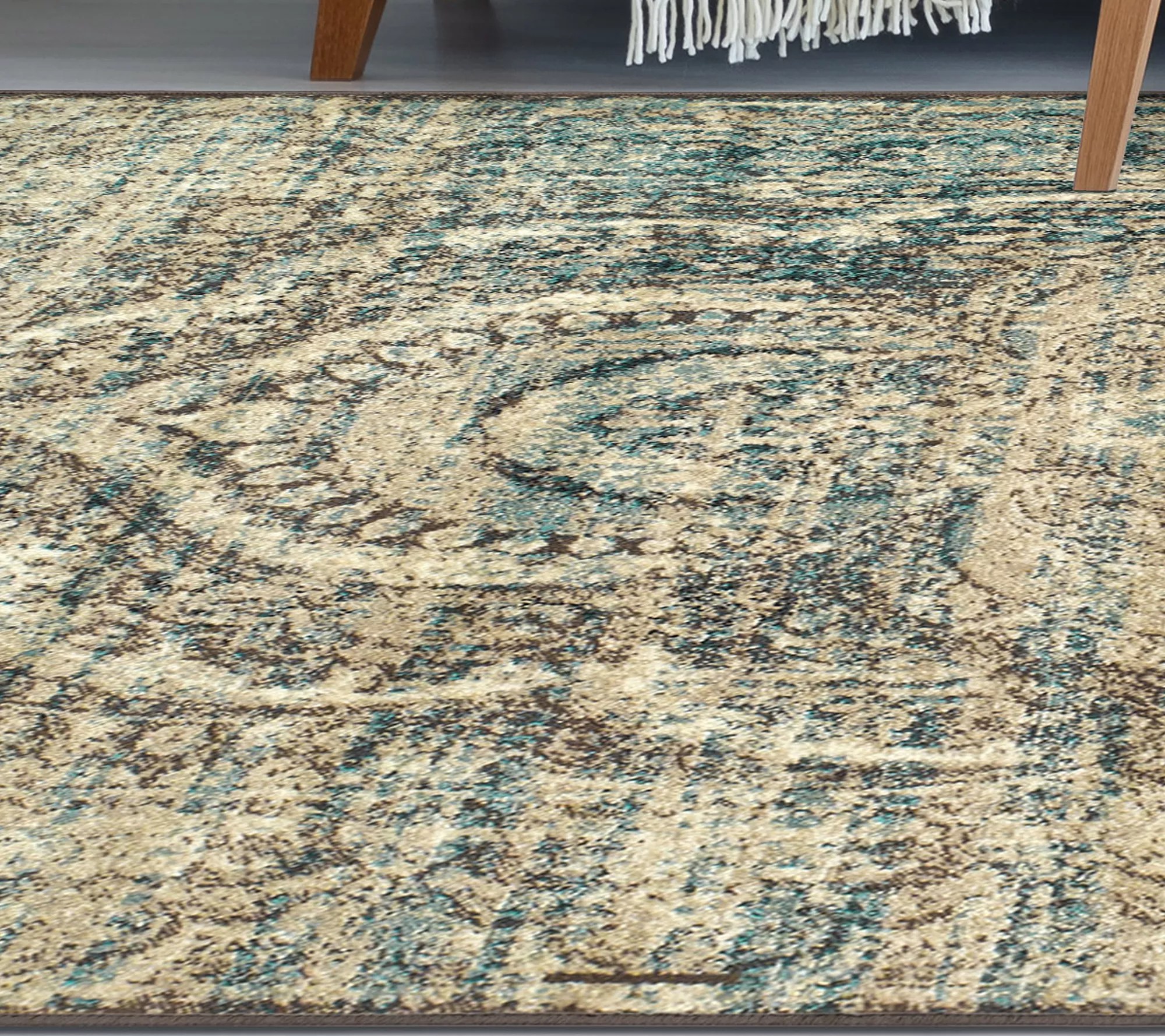 Superior Contemporary Distressed Medallion 5x8 Area Rug