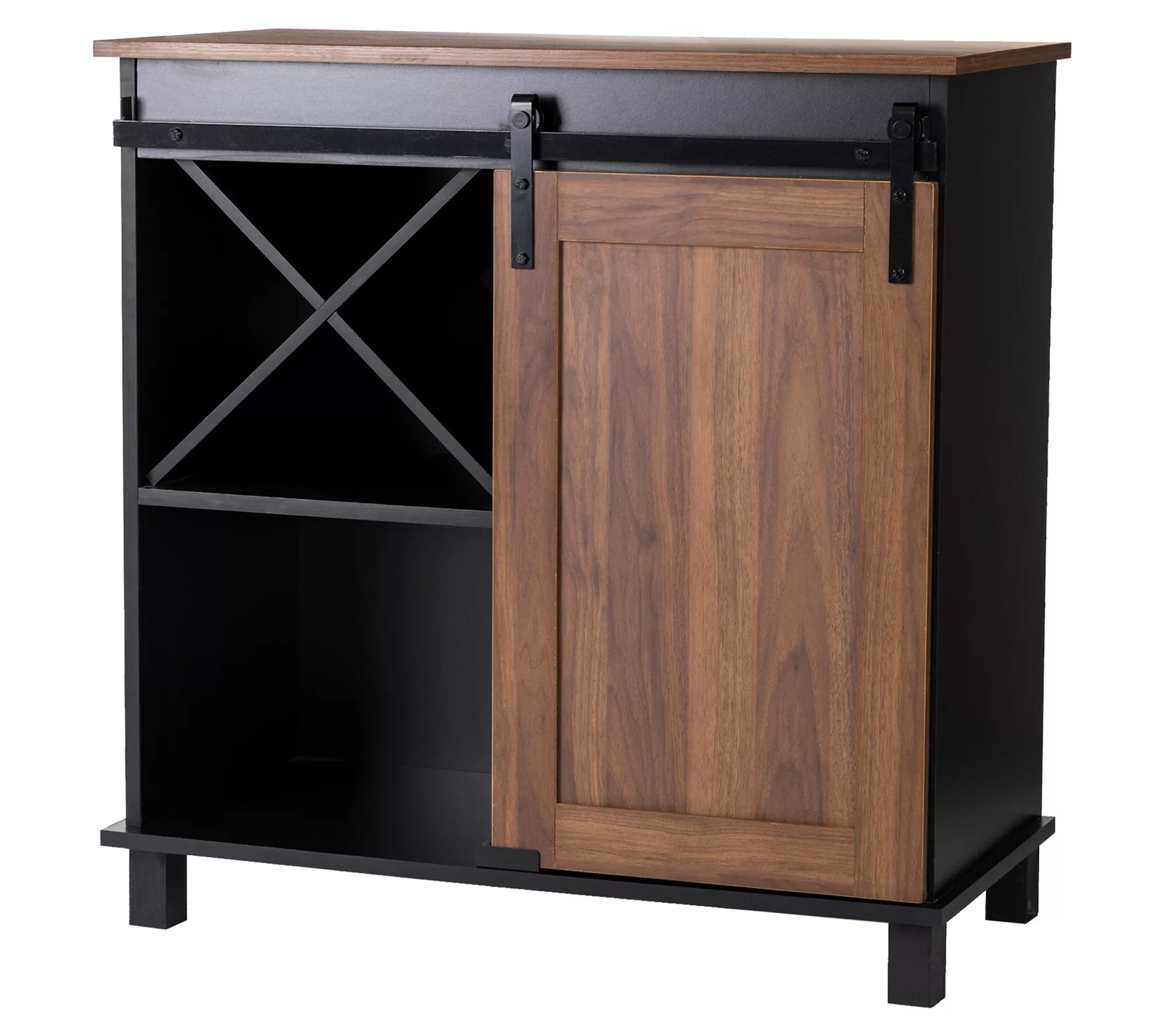Glitzhome Modern Industrial Wine Sideboard W Sl iding Barn Doo