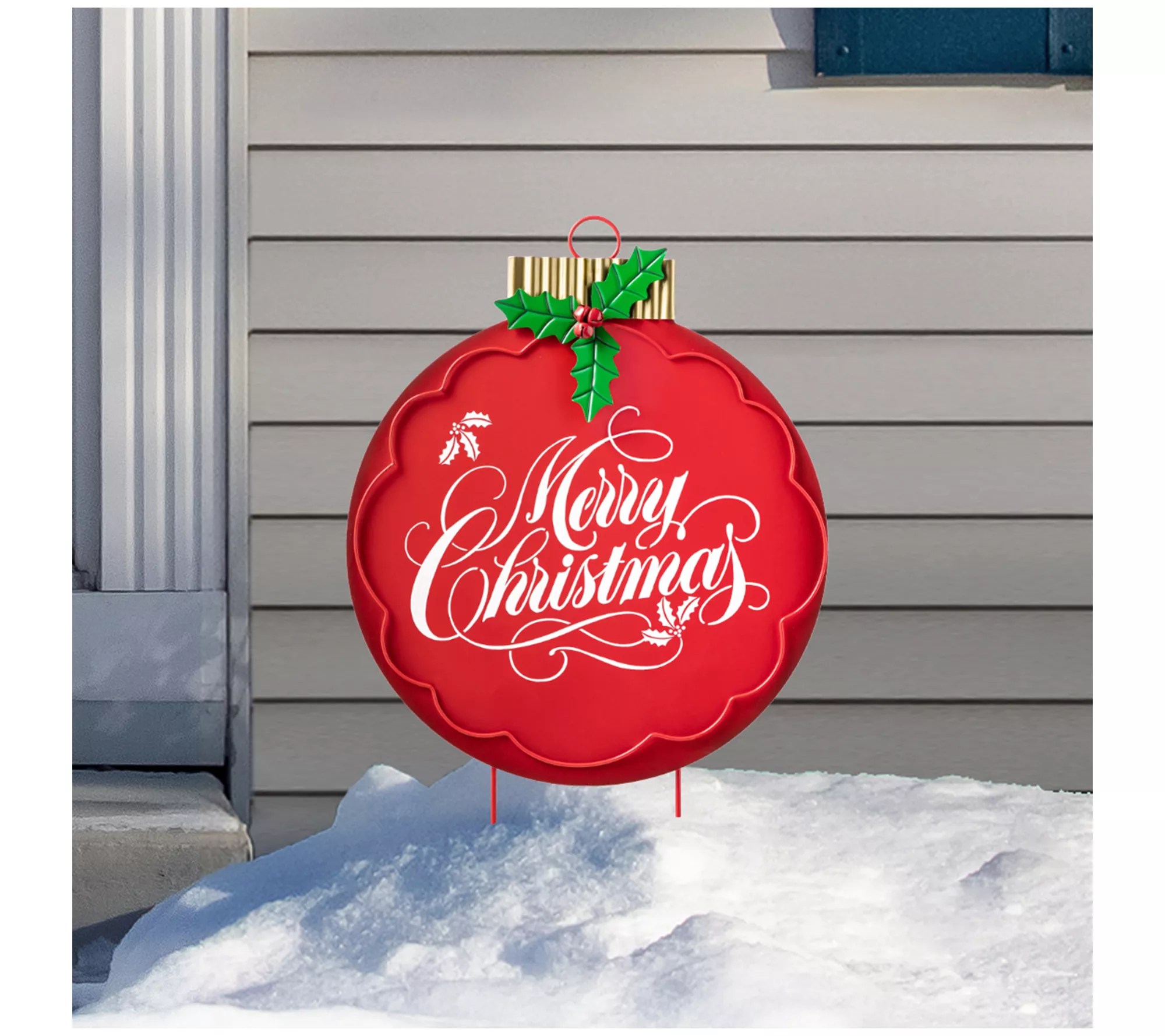 Glitzhome 24" Metal Christmas Ornament Yard Garen Stake