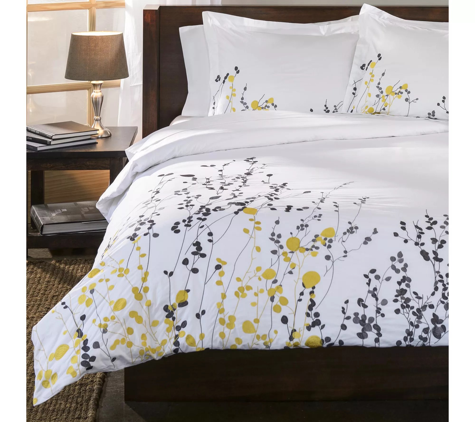 Superior 3PC Reed Floral Cotton Duvet Cover Set, Full/Queen