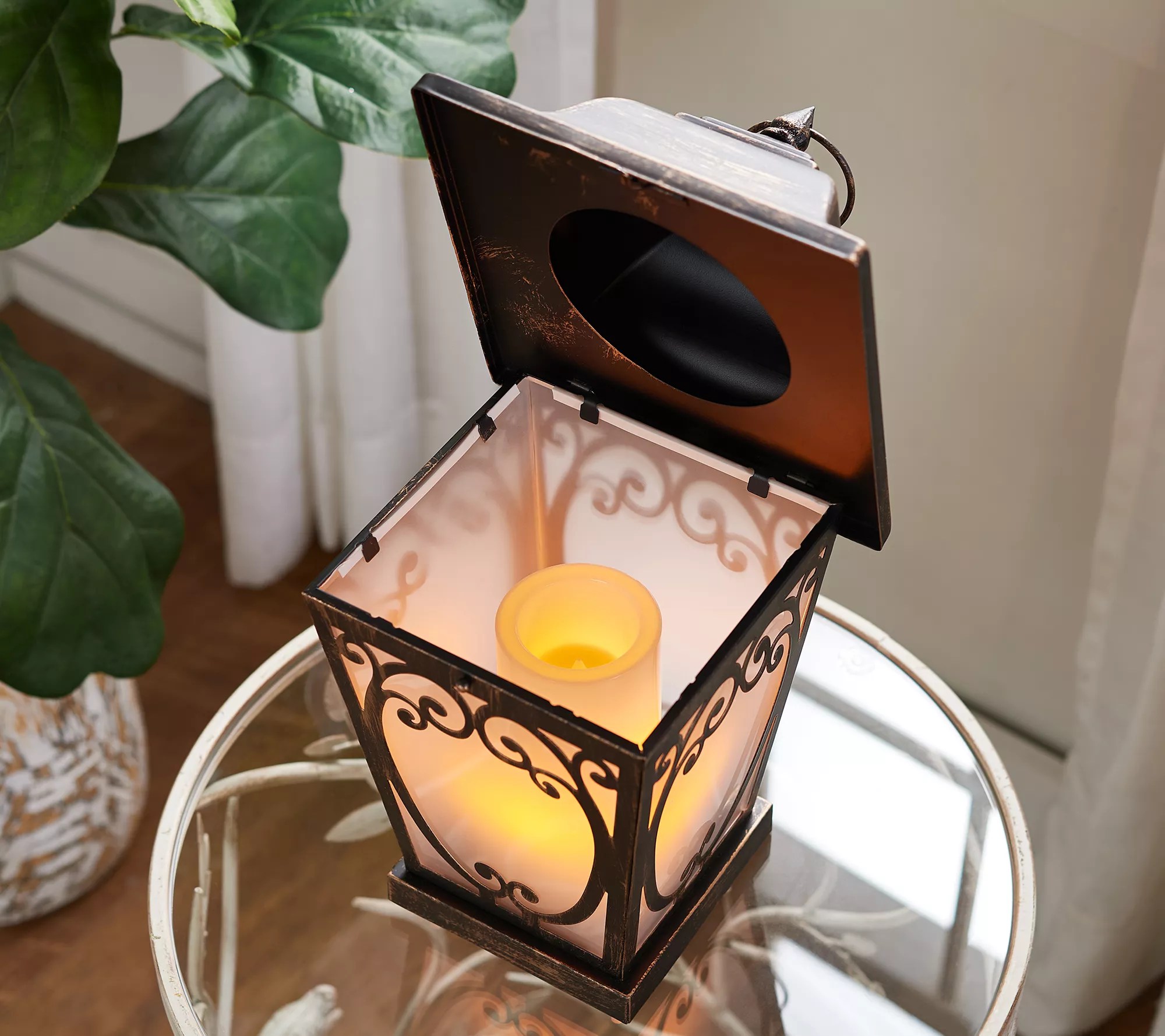 Indoor/Outdoor 14" Carriage Lantern with Candle by Valerie