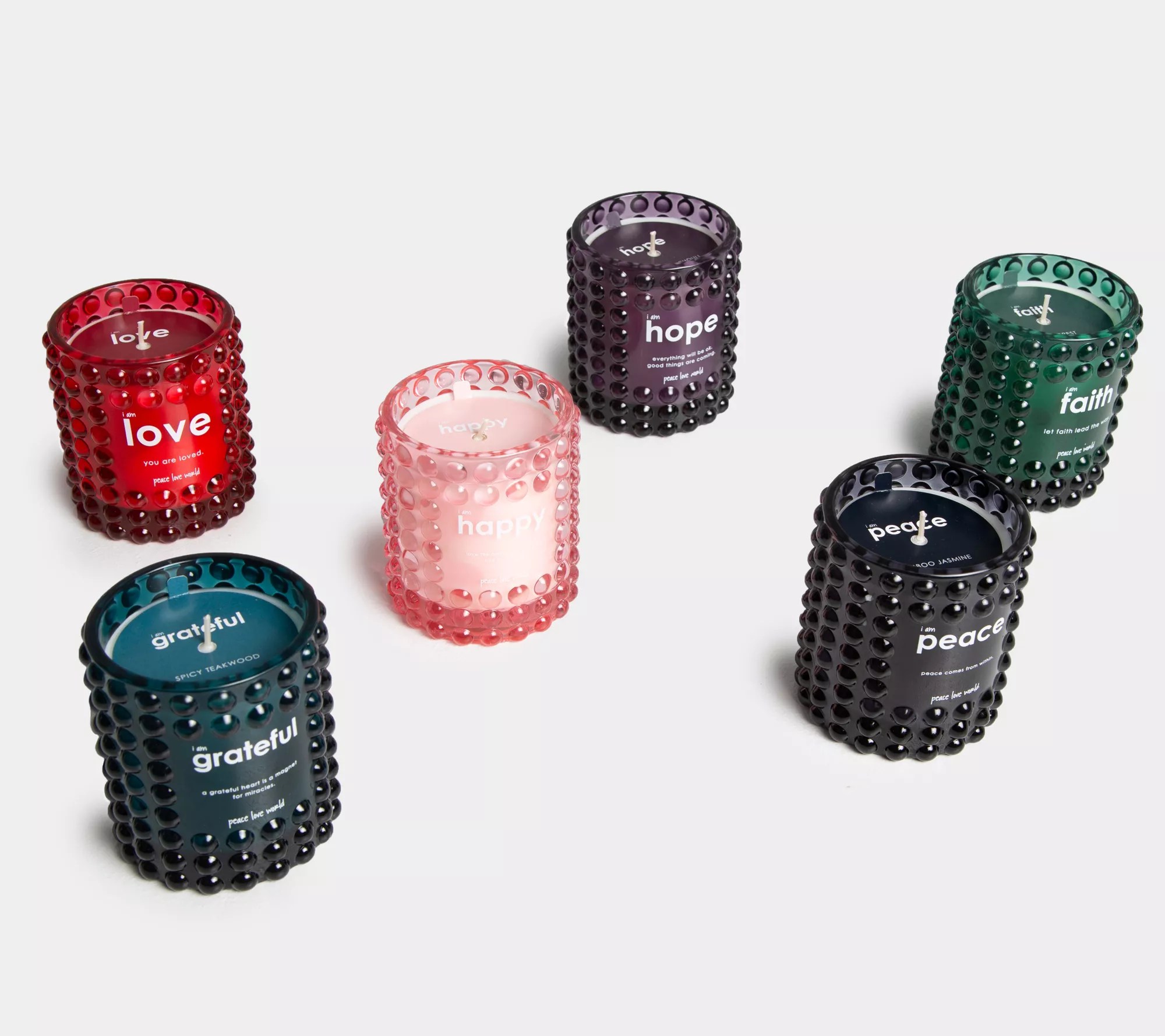 Peace Love World Set of (6) 6oz Glass Candle Gift Set