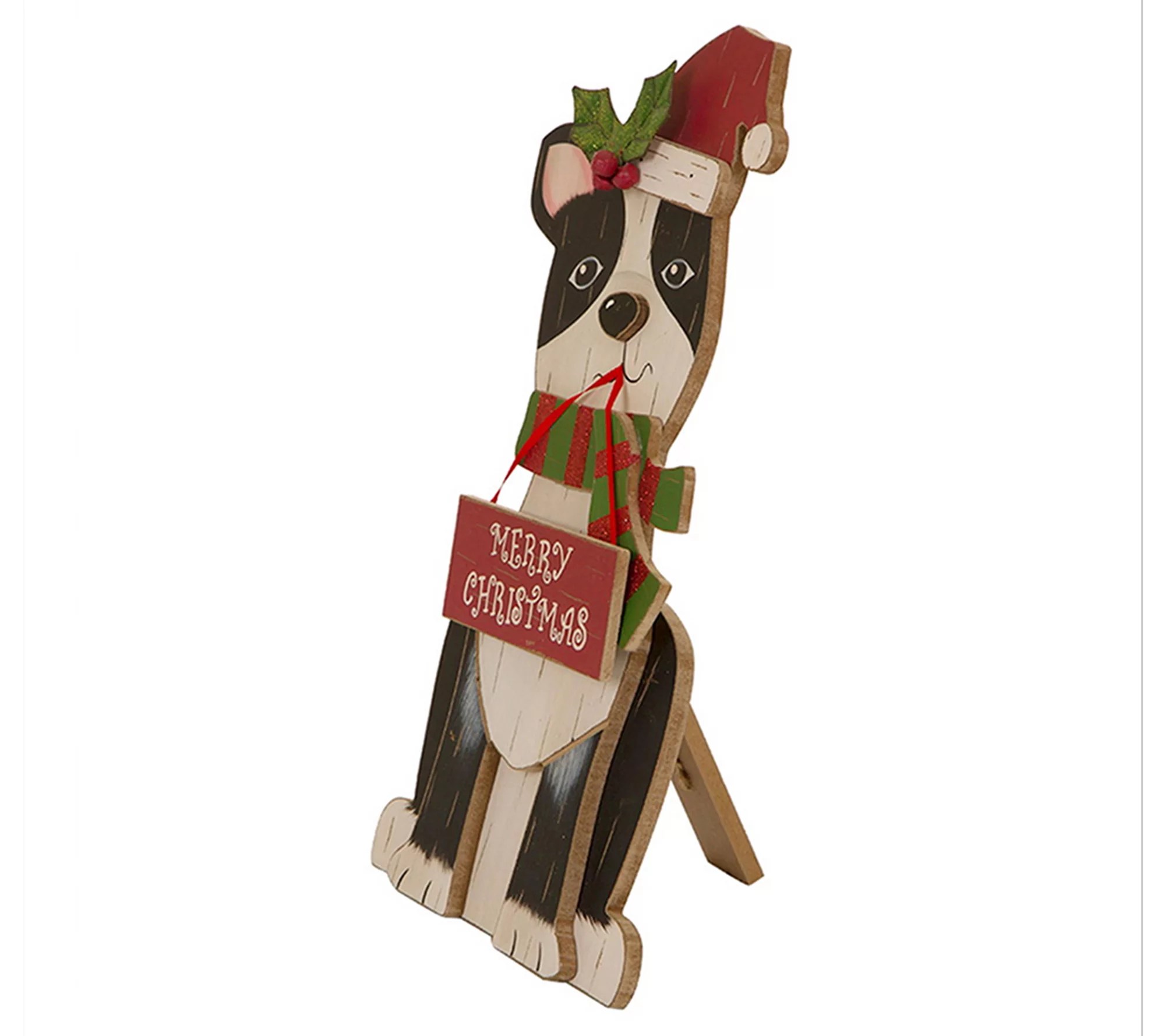 Glitzhome Merry Christmas Wooden Puppy Dog Petliday Sign