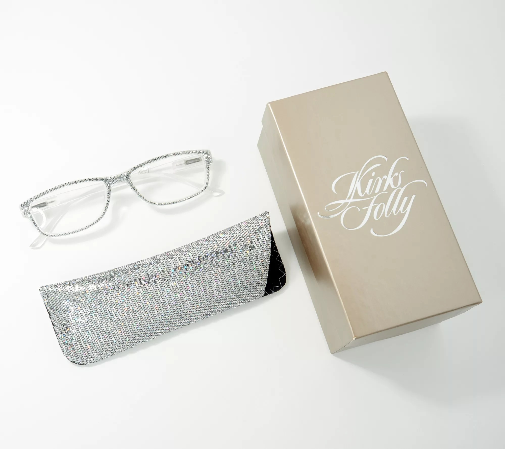 Kirks Folly Silver Crystal Reading Glasses Strength 33.5