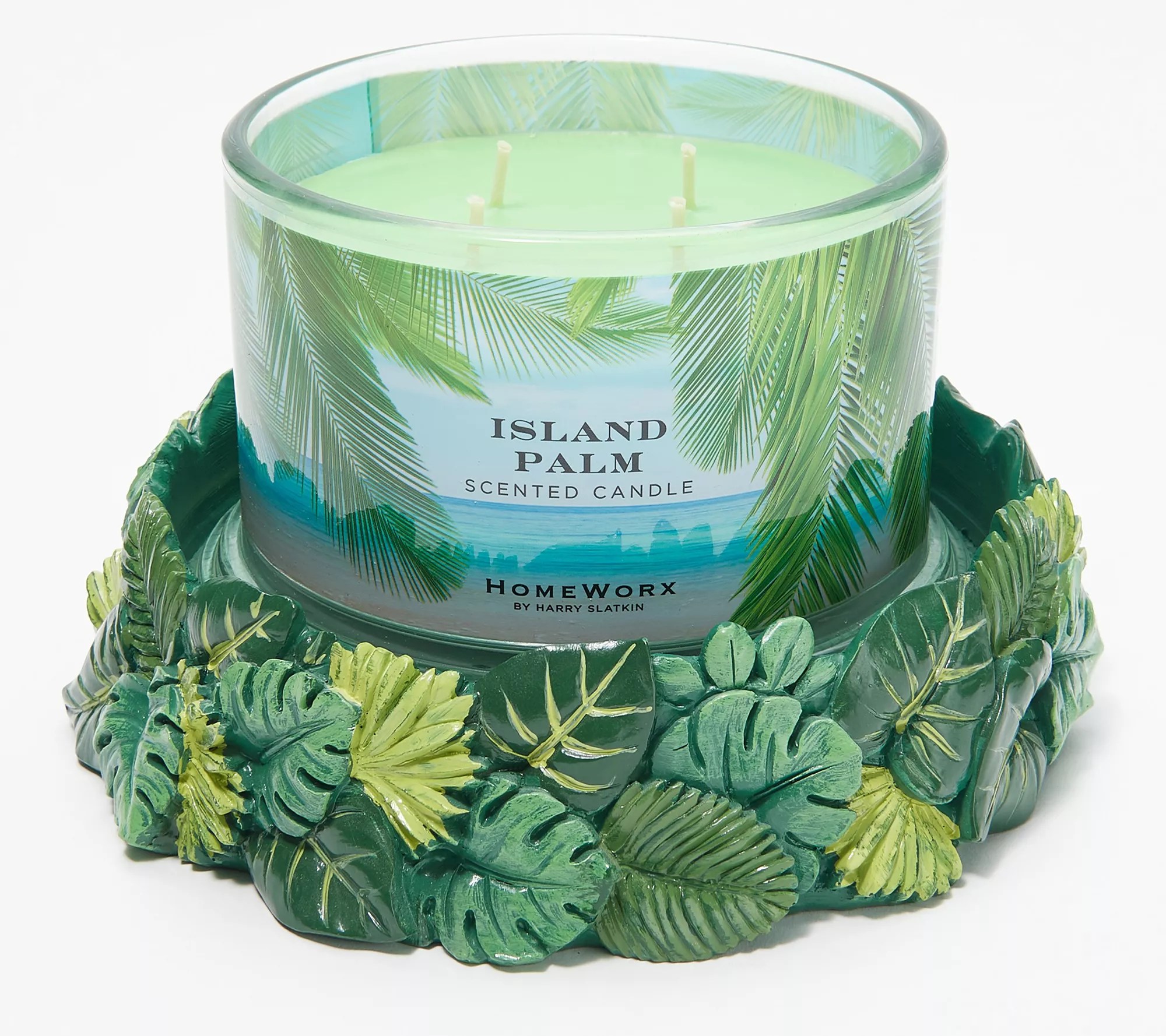 HomeWorx by Harry Slatkin Palm Leaf Pedestal & 18oz Candle