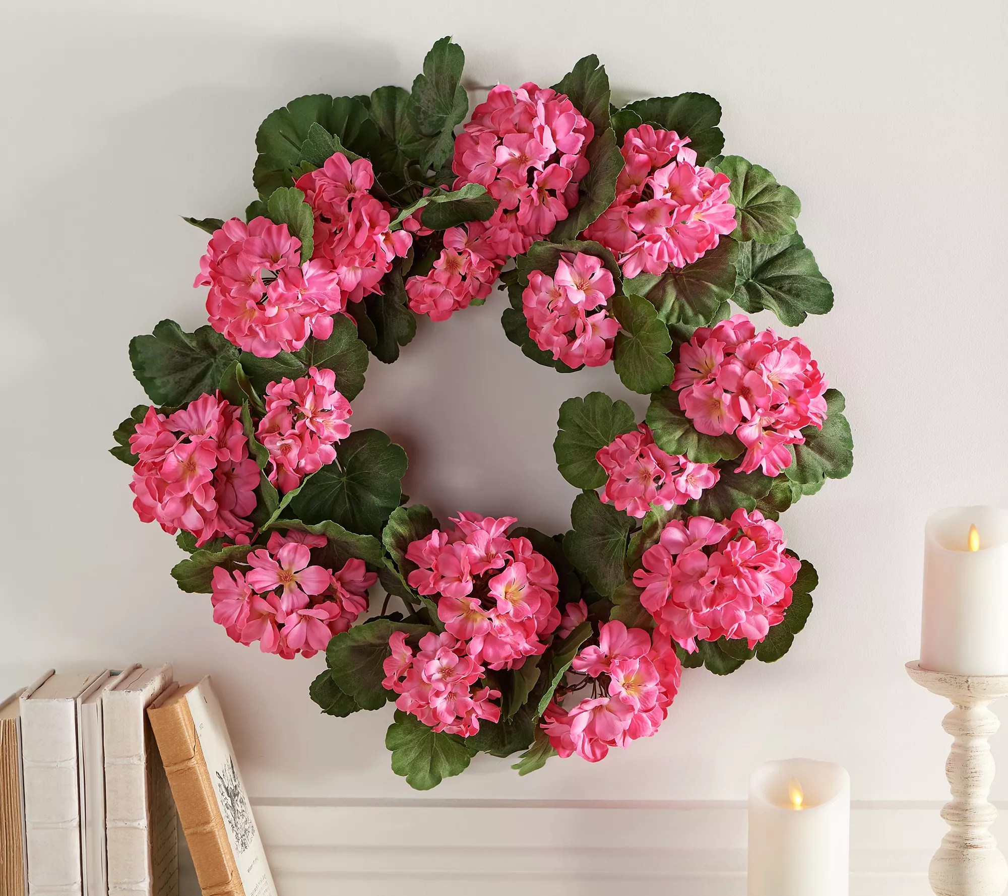 22" Grand Geranium Wreath by Valerie