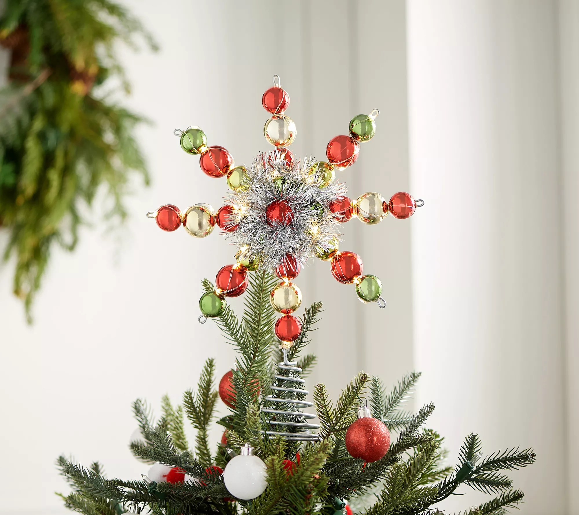 Mr. Christmas 10" Tinsel Snowflake Tabletop or Tree Topper