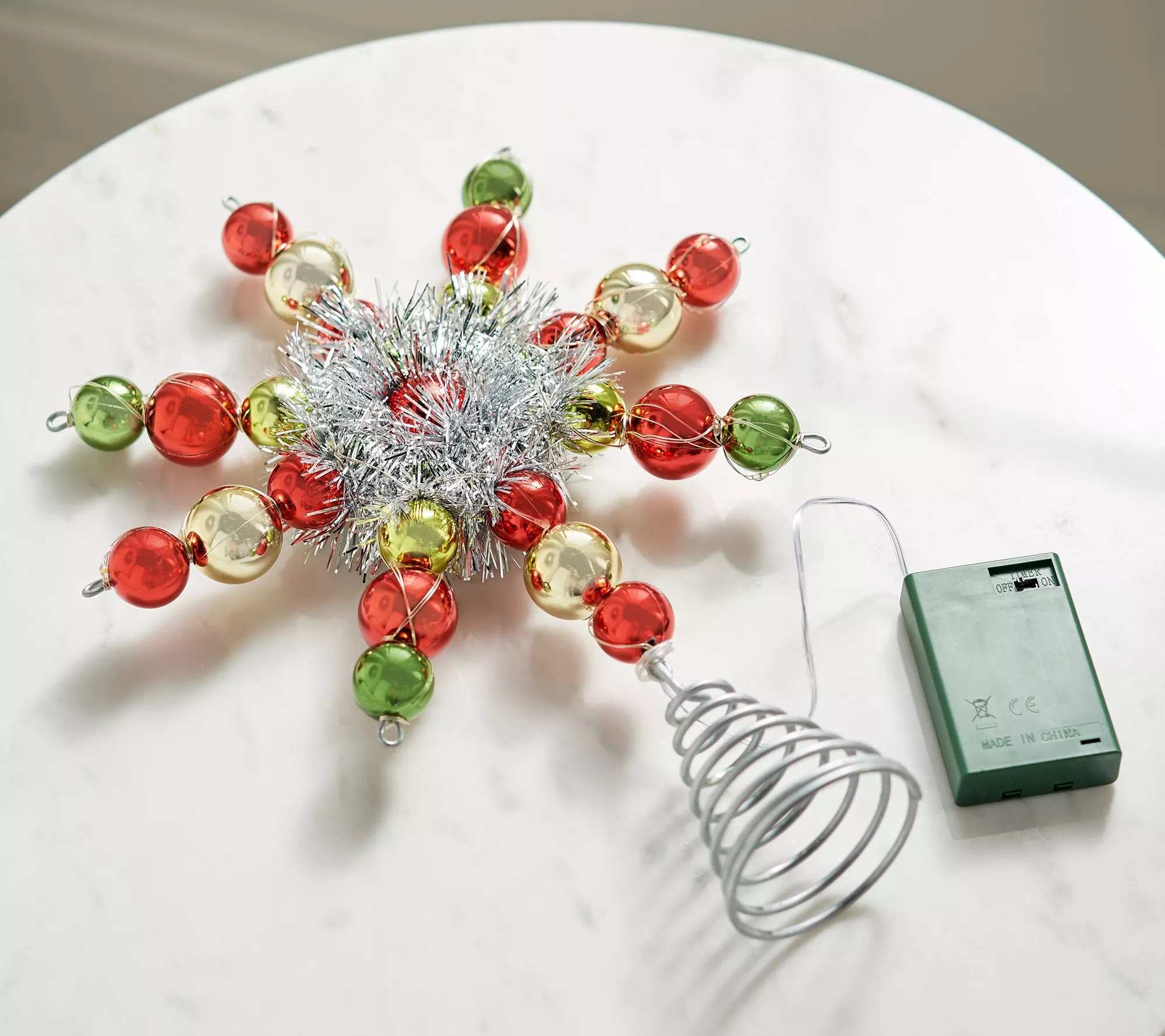 Mr. Christmas 10" Tinsel Snowflake Tabletop or Tree Topper