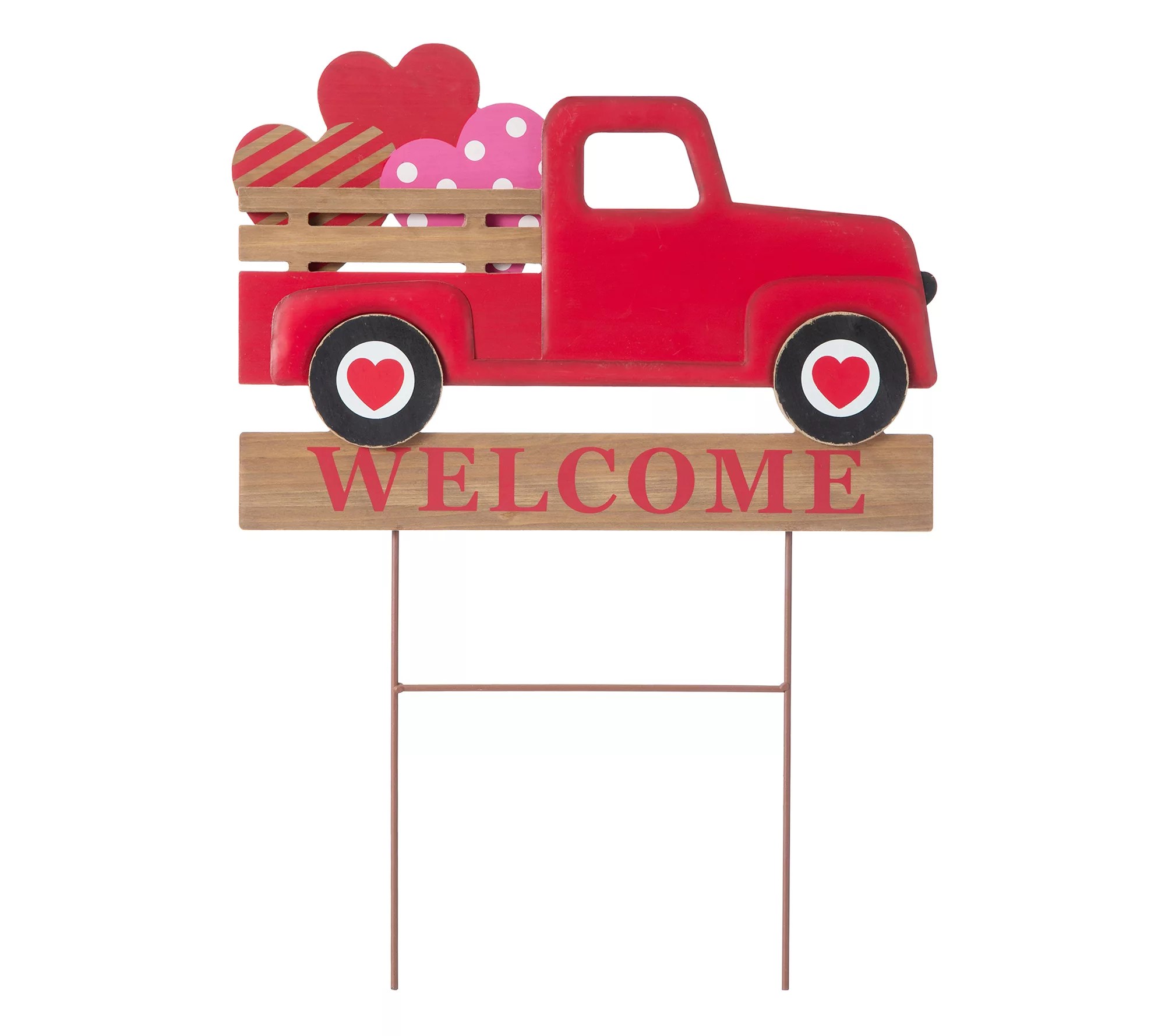 Glitzhome 24" Valentine's Red Truck Yar d Stake