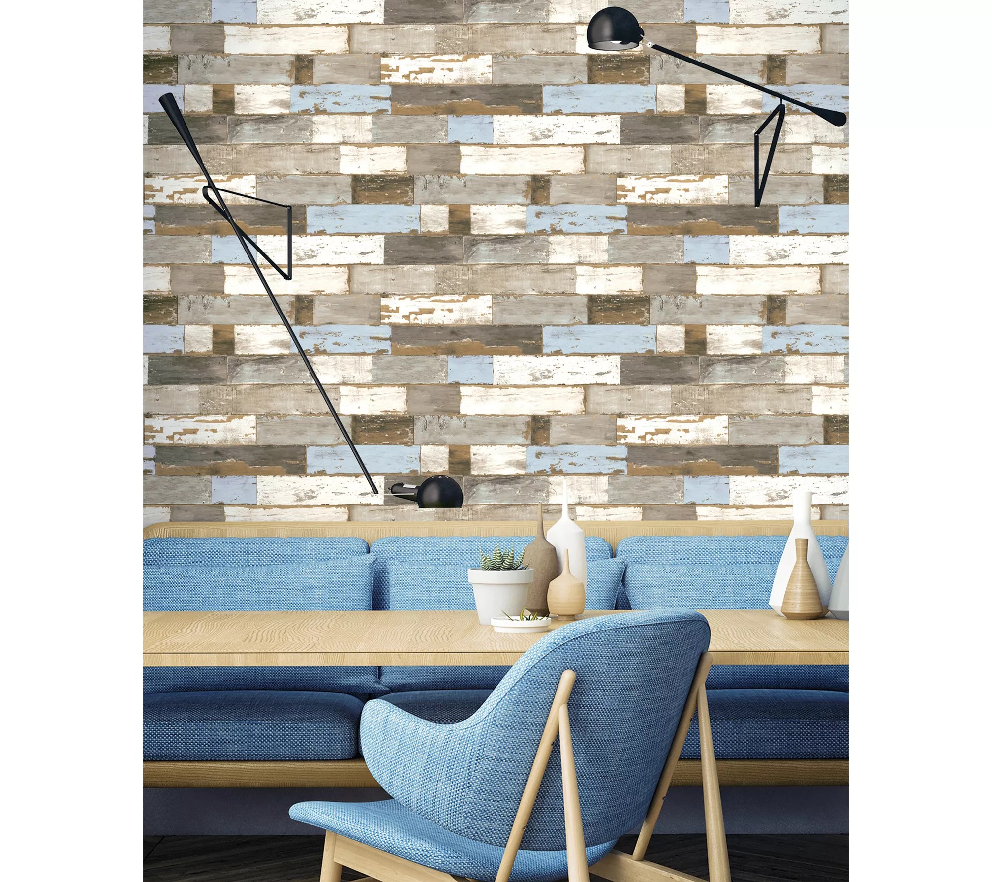 NextWall Colorful Shiplap Peel and Stick Wallpaper Roll