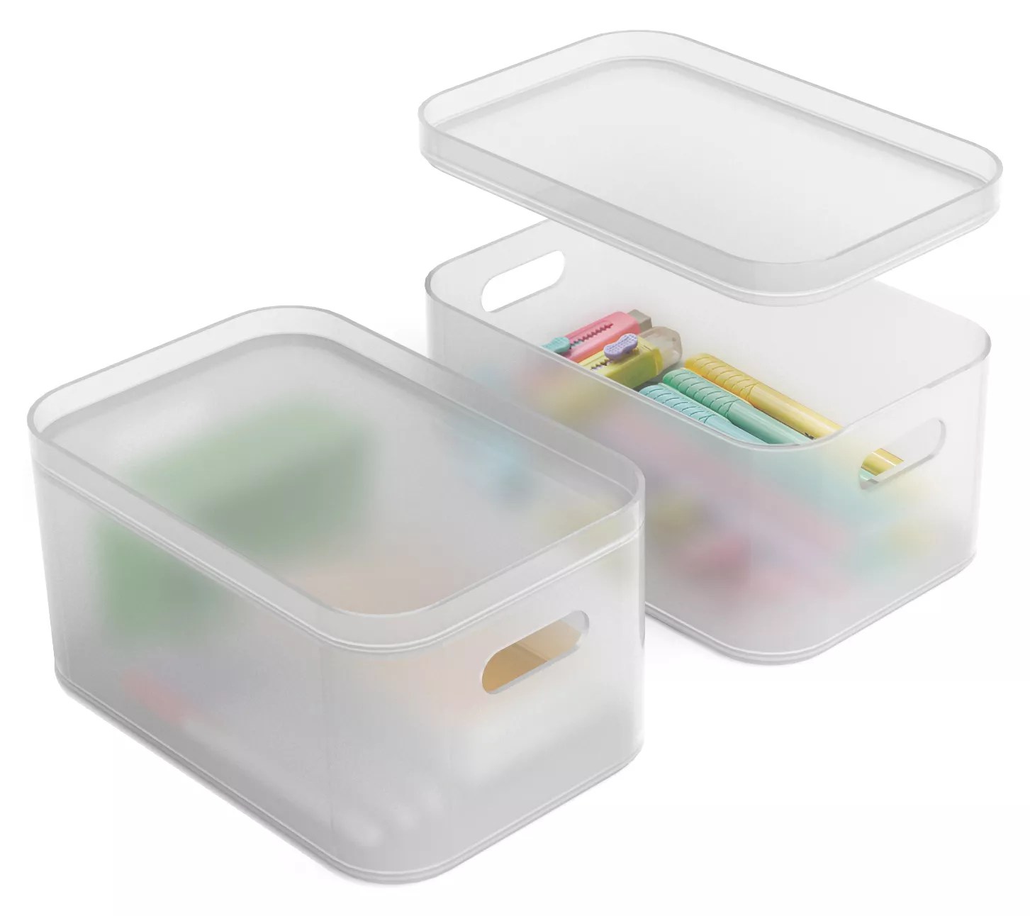 Sorbus Stackable Plastic Frosted Bins (2 Pack)