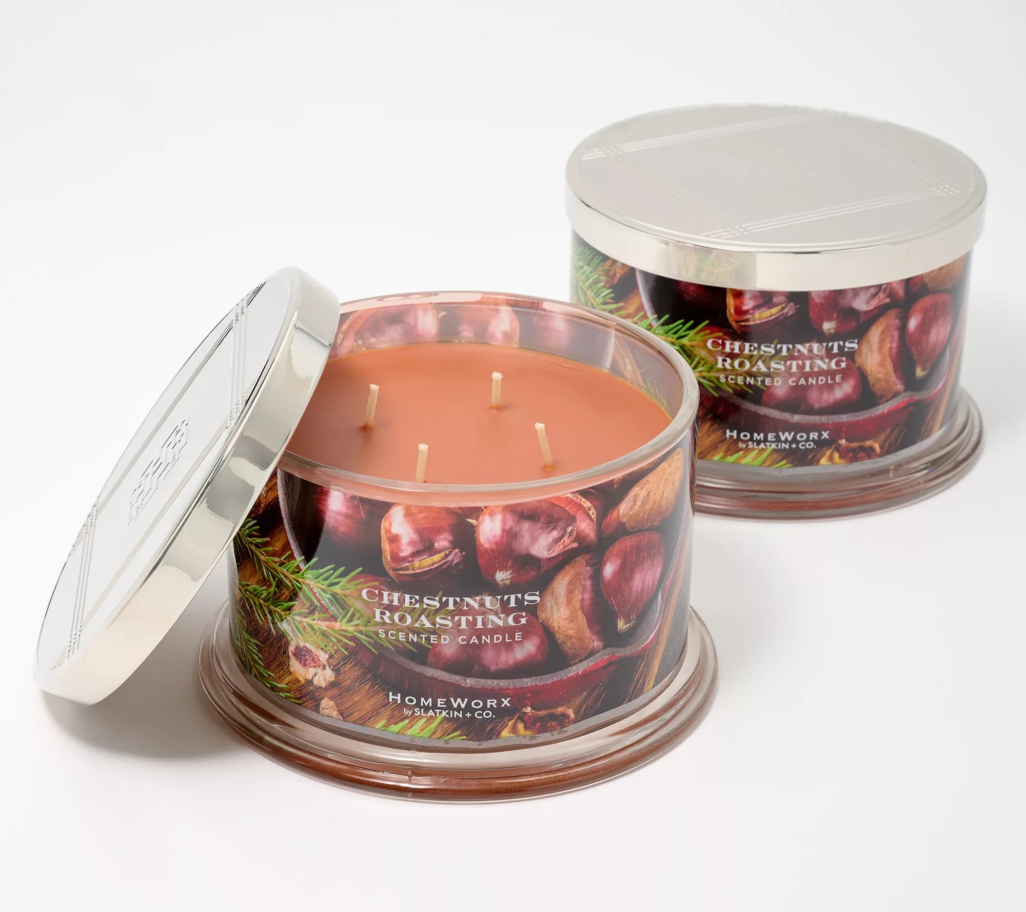 HomeWorx by Slatkin + Co. S/2 Chestnuts Roasting 18oz Candles