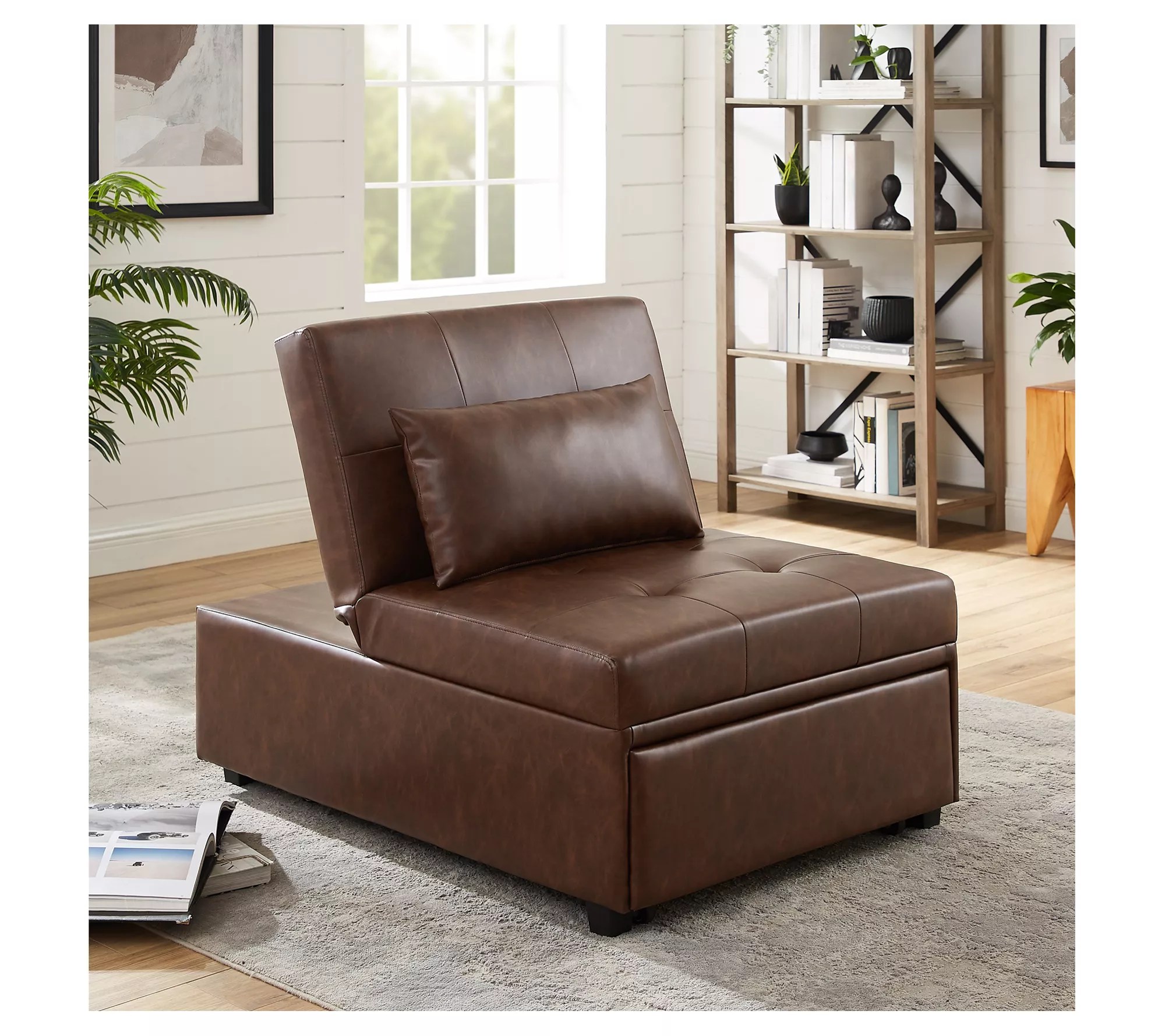 Linon Home Decor Clive 4 in 1Convertible Faux Leather Sofa Bed