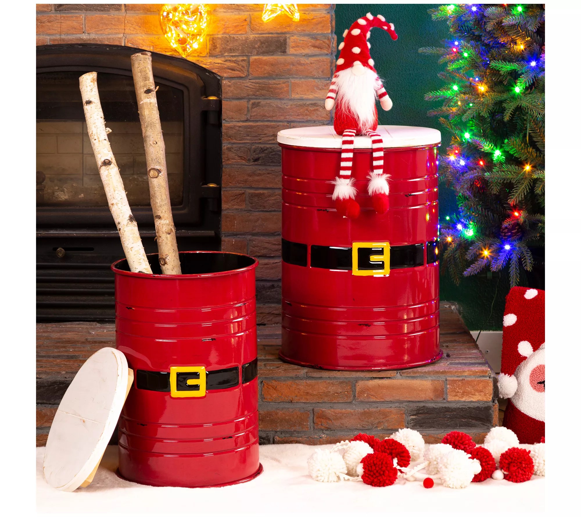 Glitzhome Santa's Belt Nesting Storage Containers S/2