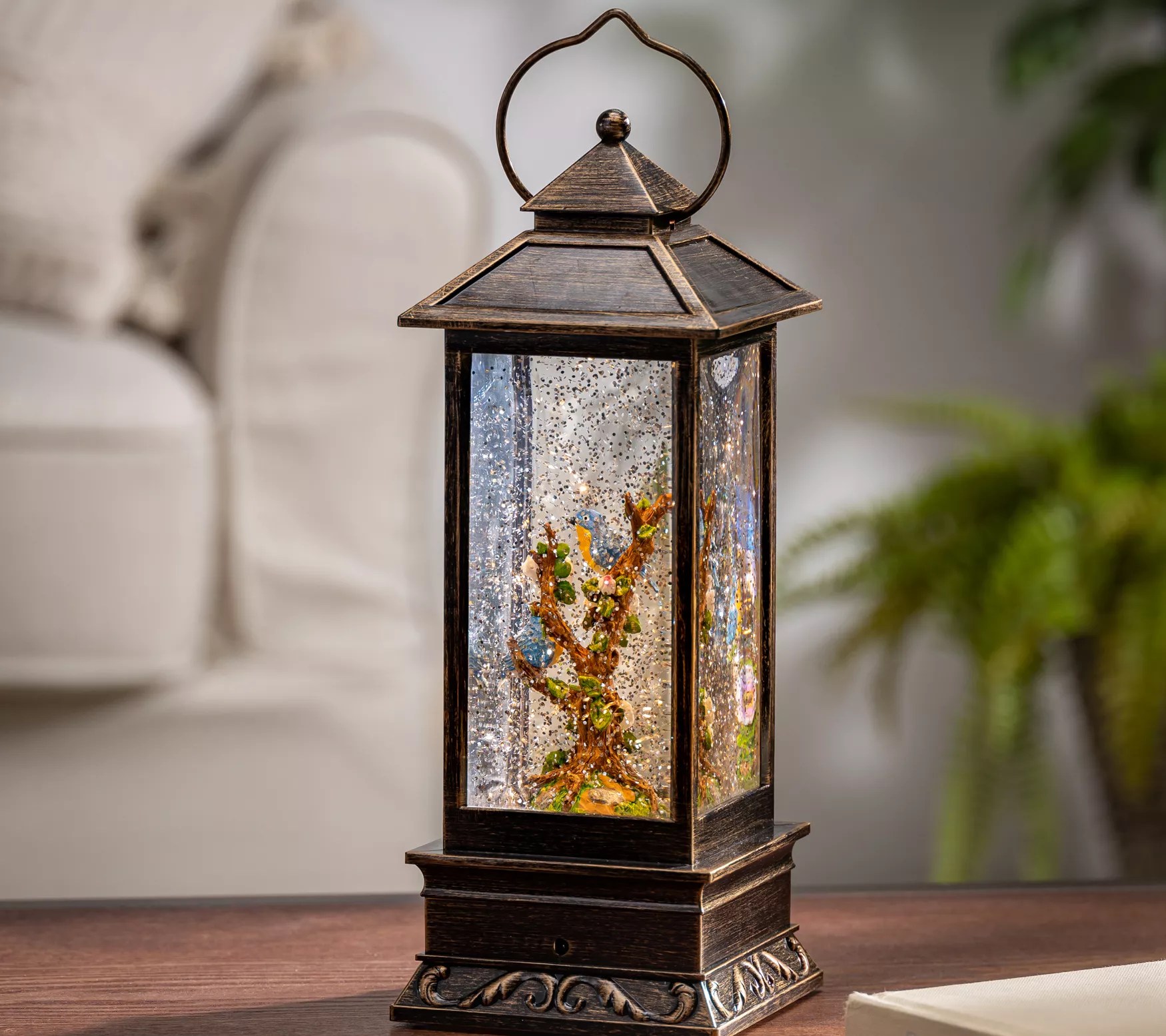 11"H Battery Operated Lighted Water Globe by Gerson Co