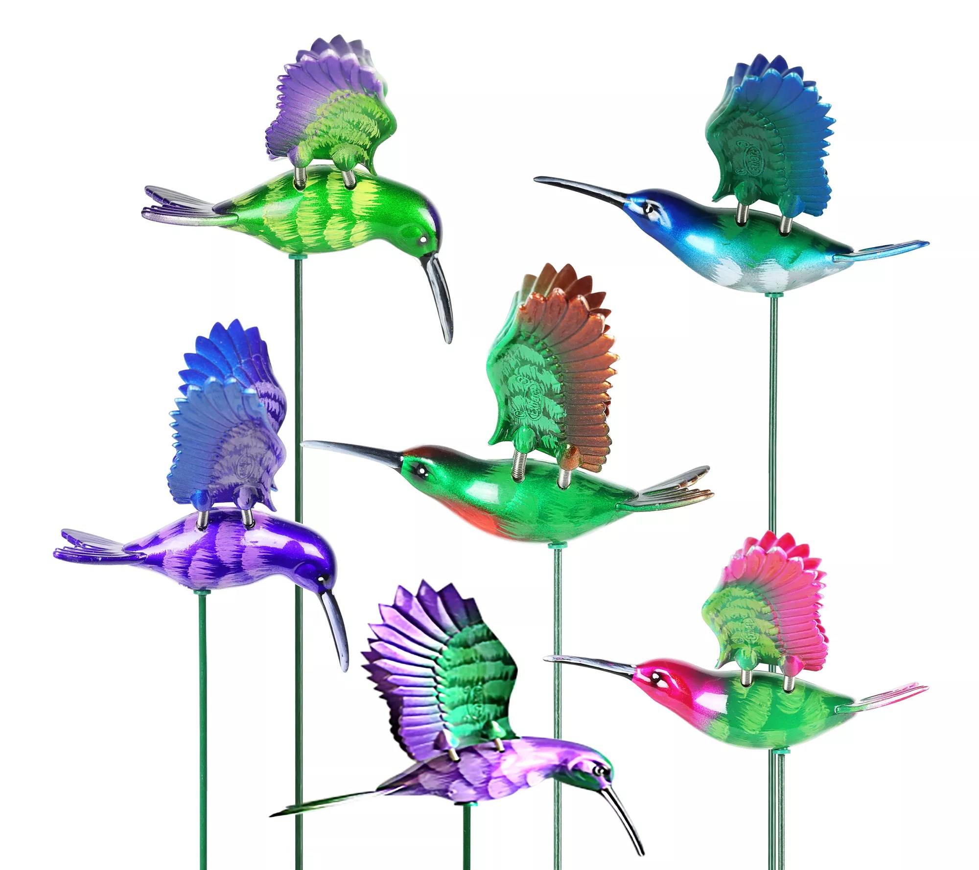 Exhart 6pc 4" WindyWings Hummingbird Stake Assortment