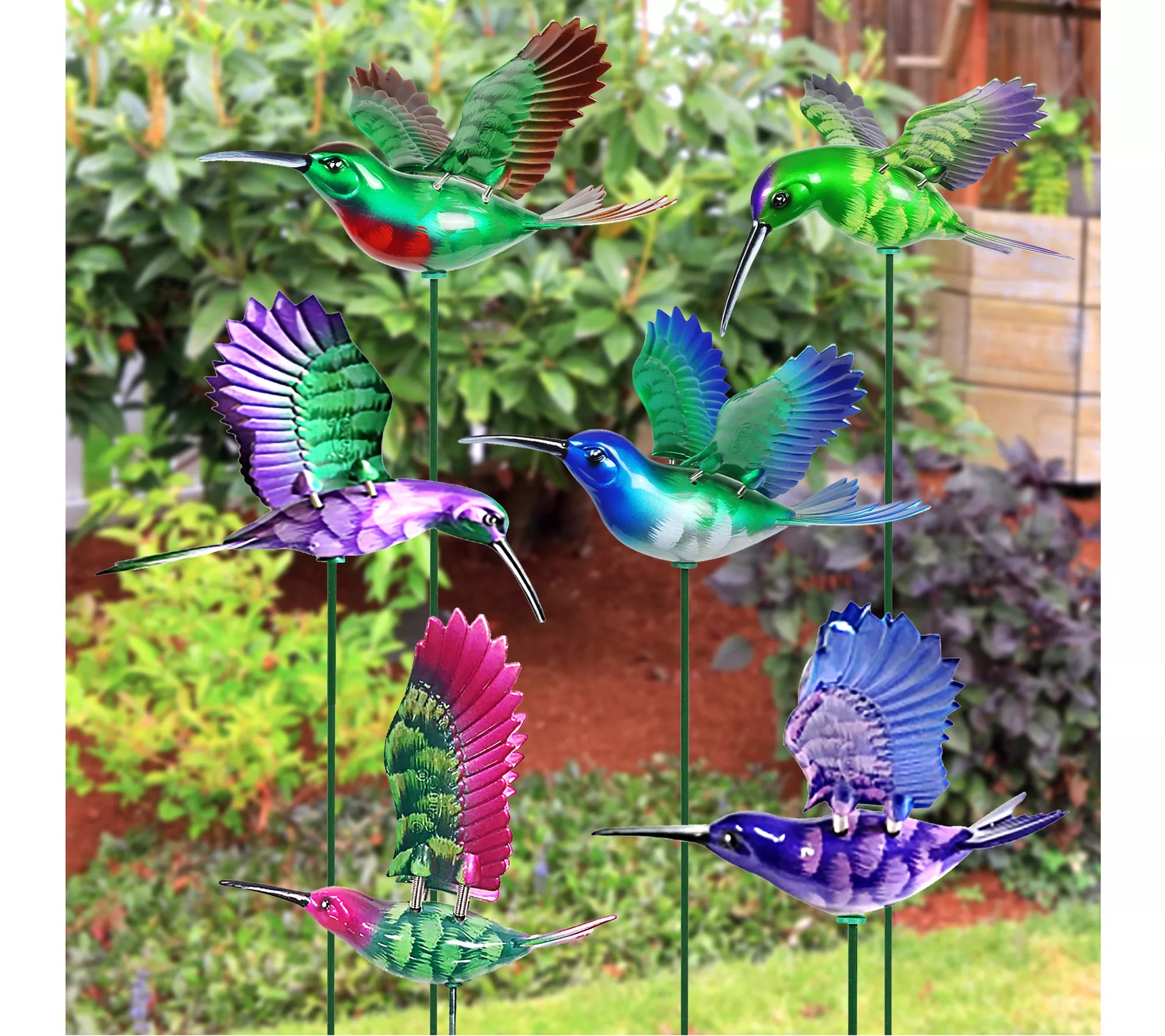 Exhart 6pc 4" WindyWings Hummingbird Stake Assortment