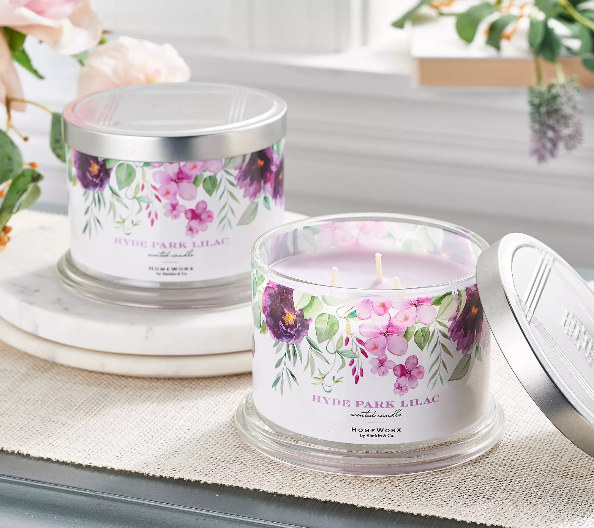 HomeWorx by Slatkin & Co. S/2 Hyde Park Lilac 14oz Candles