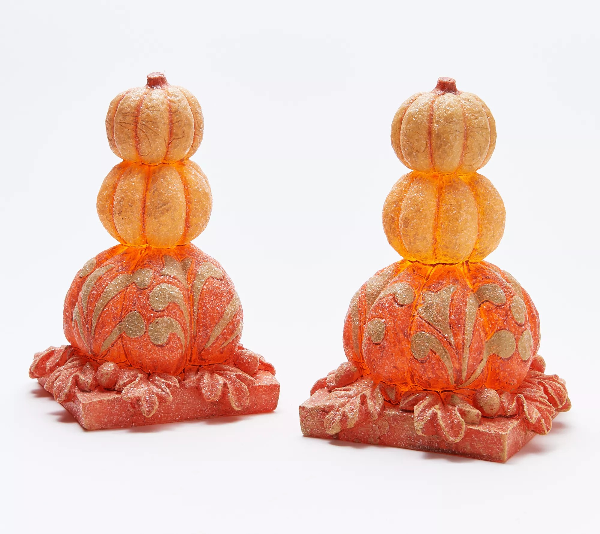 Candle Impressions Set of 2 Stacked Damask Pumpkins