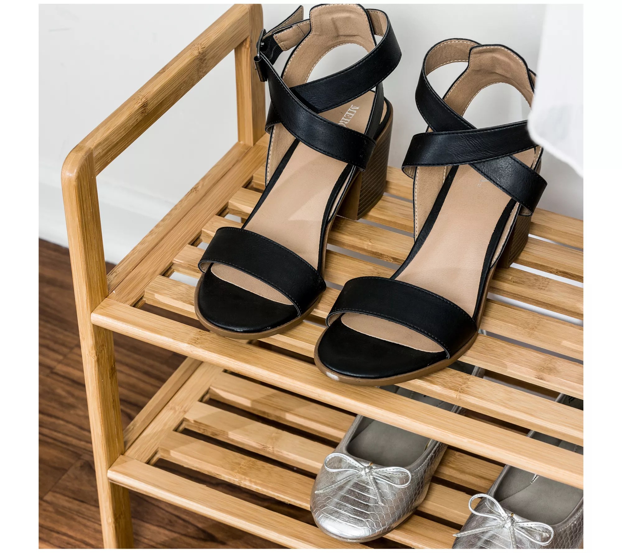 HoneyCanDo 2 Shelf Bamboo Shoe Rack