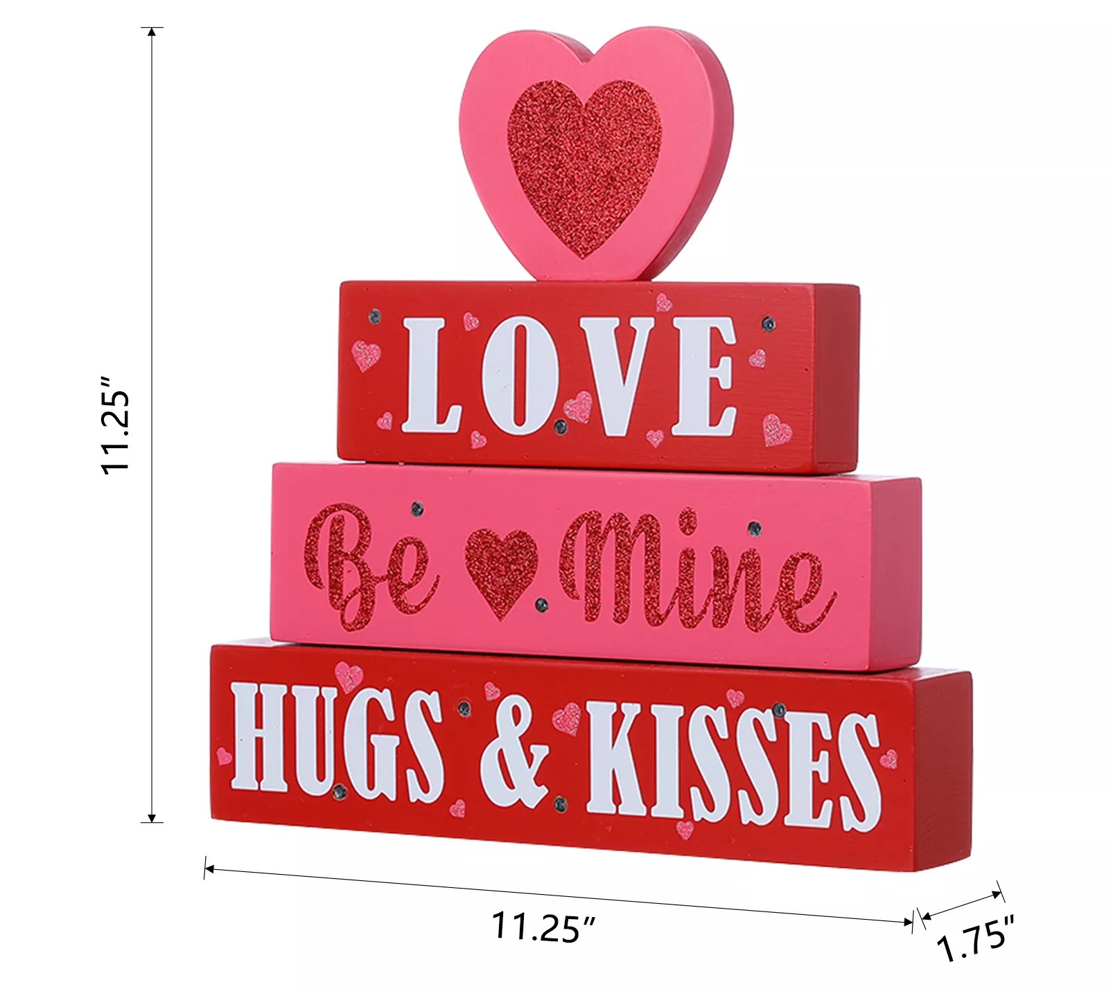 Glitzhome 11" Lighted Valentine's Day Block Tab le Decor